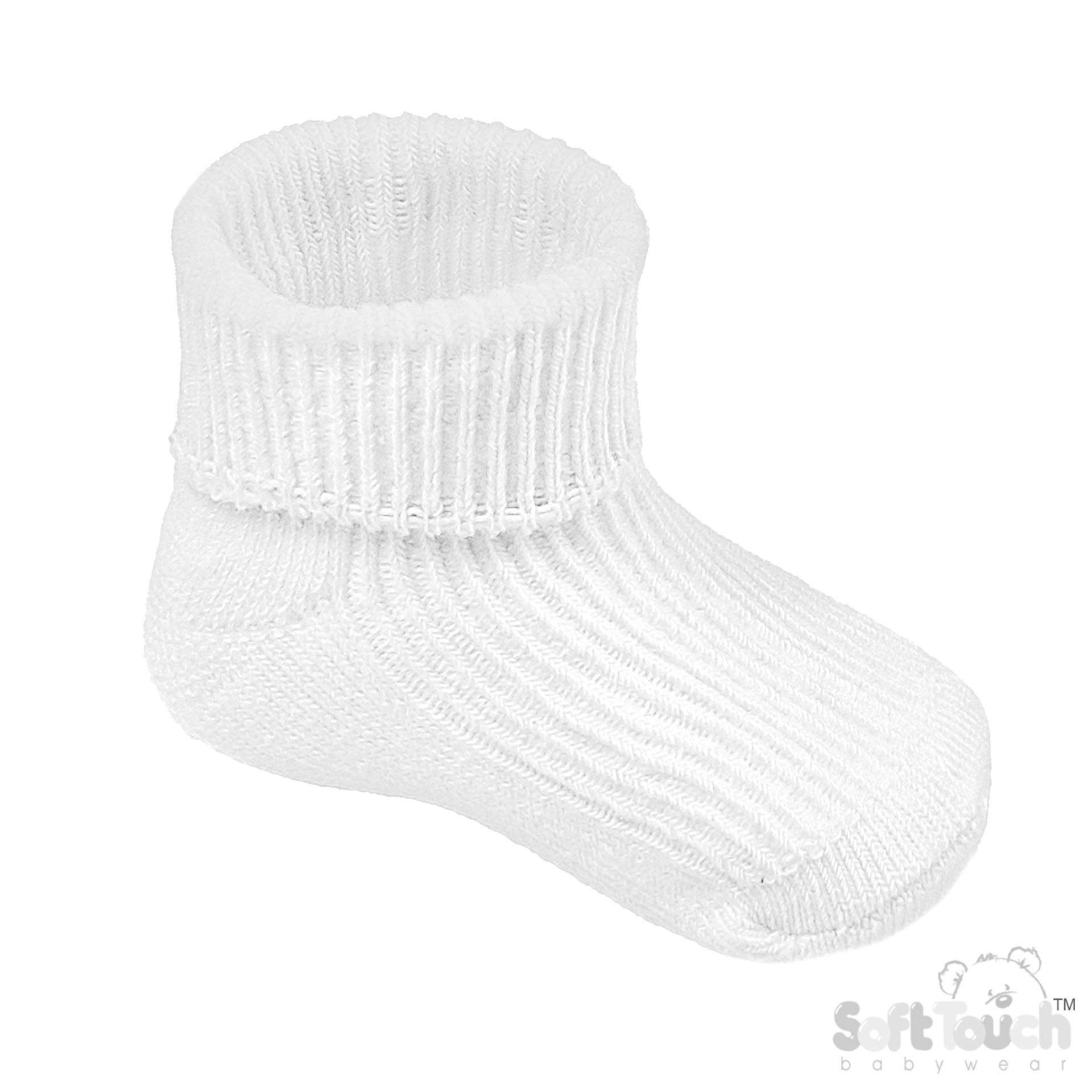 White 0-3m Plain TOT Socks No.S901-W-BP