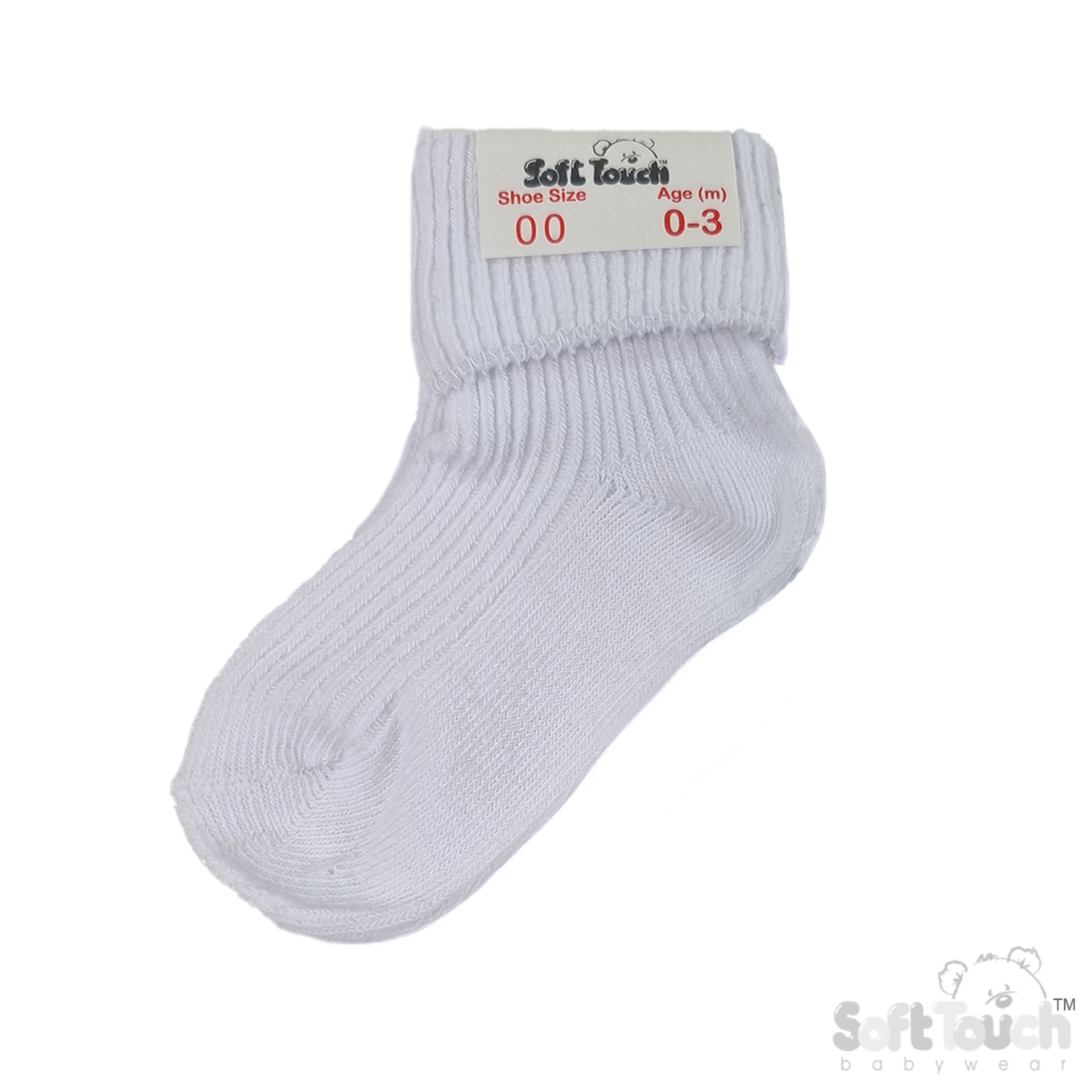 White 0-3m Plain TOT Socks No.S901-W-BP