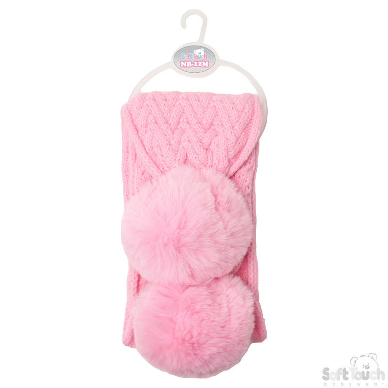 Pink Cheveron Scarf W/Pom Pom No. SC04-P-SM
