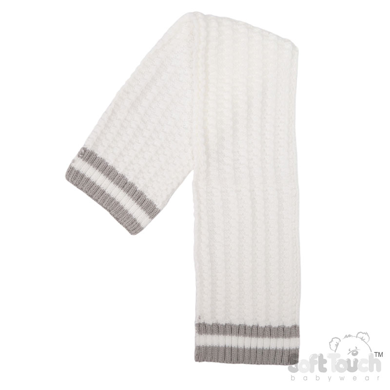 White Ribbed Scarf : No. SC648-W-BP