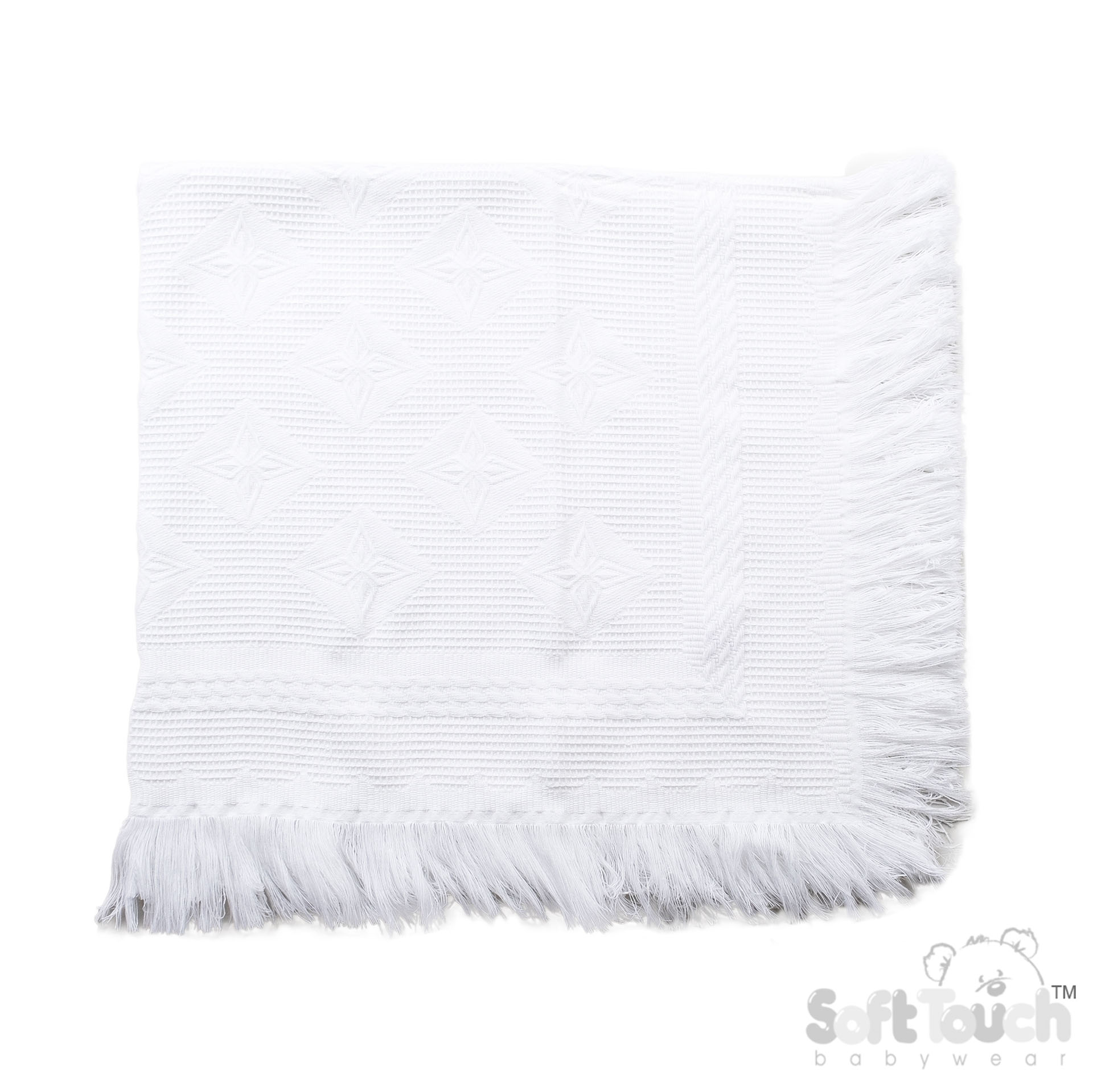 White Acrylic Baby Shawl w/Star Design  No.SH02-W