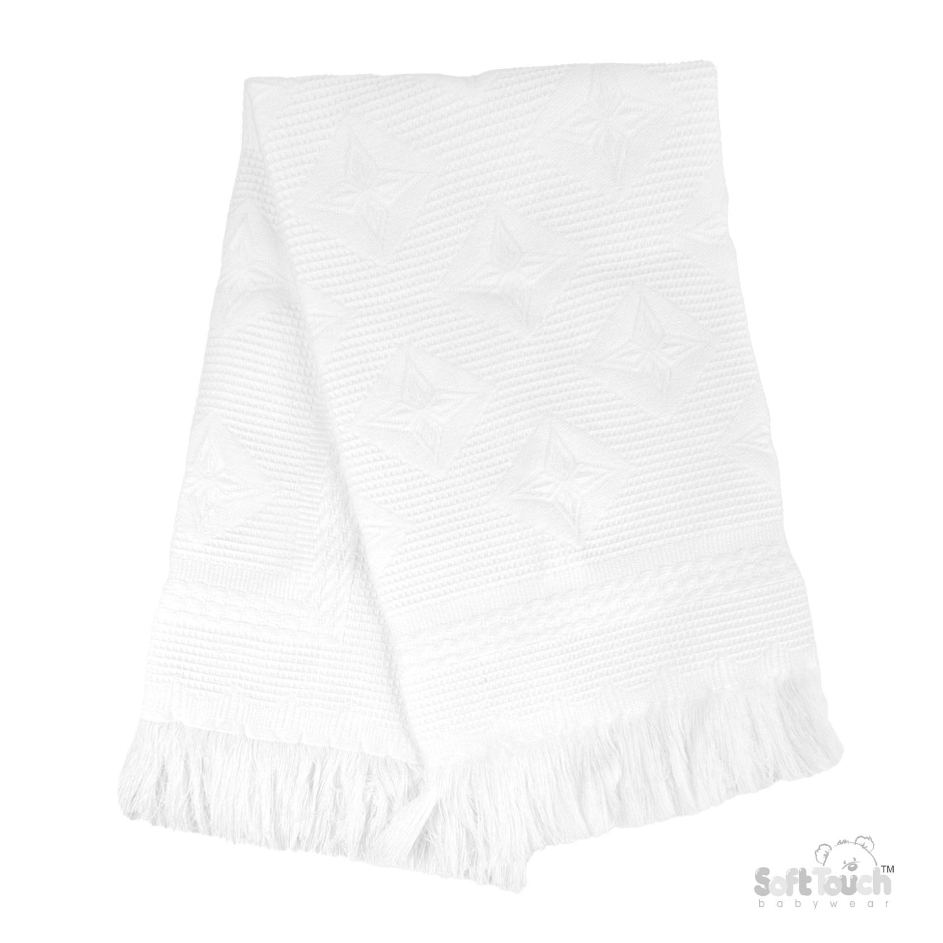 White Acrylic Baby Shawl w/Star Design  No.SH02-W
