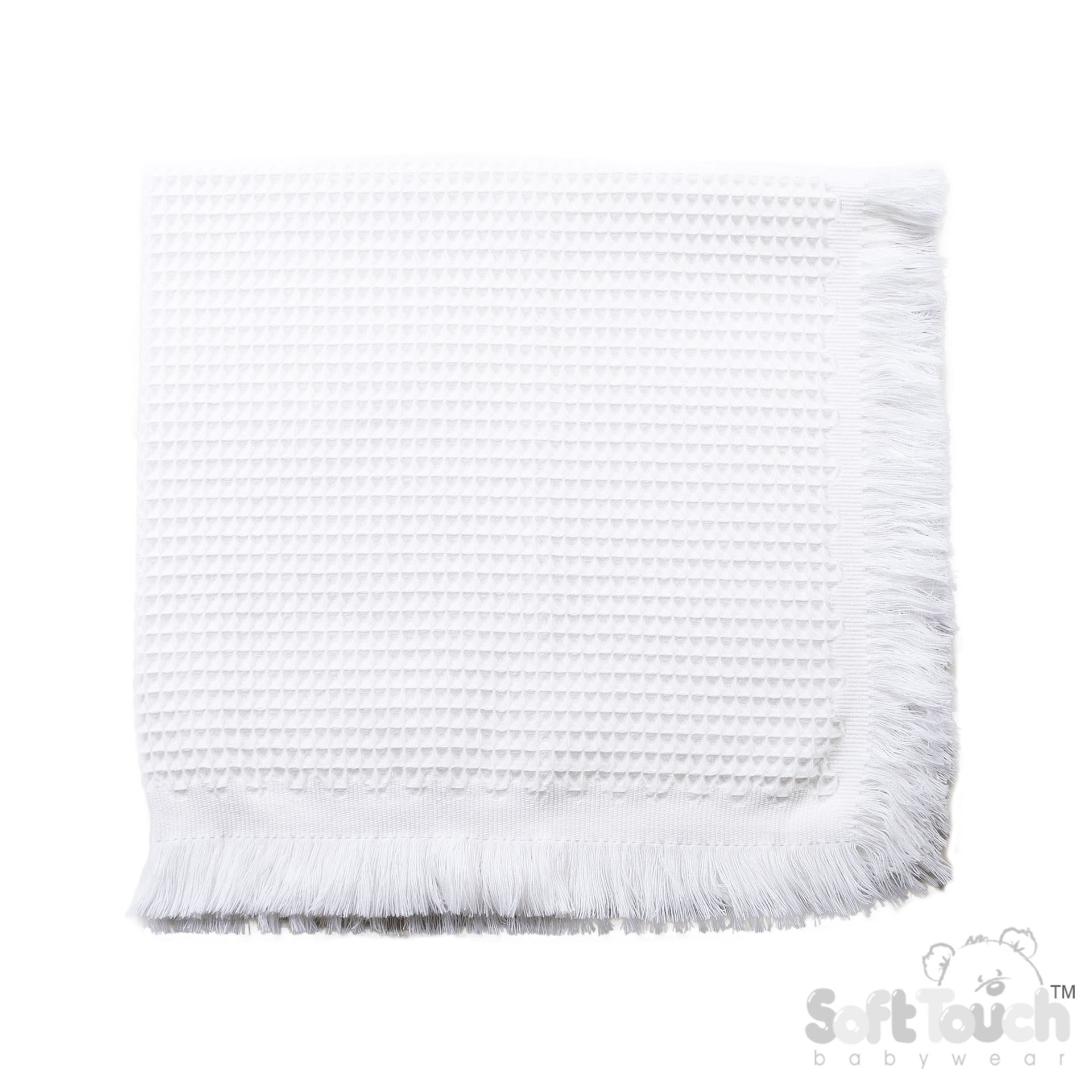 White Acrylic Baby Shawl w/Waffle Design No SH04-W