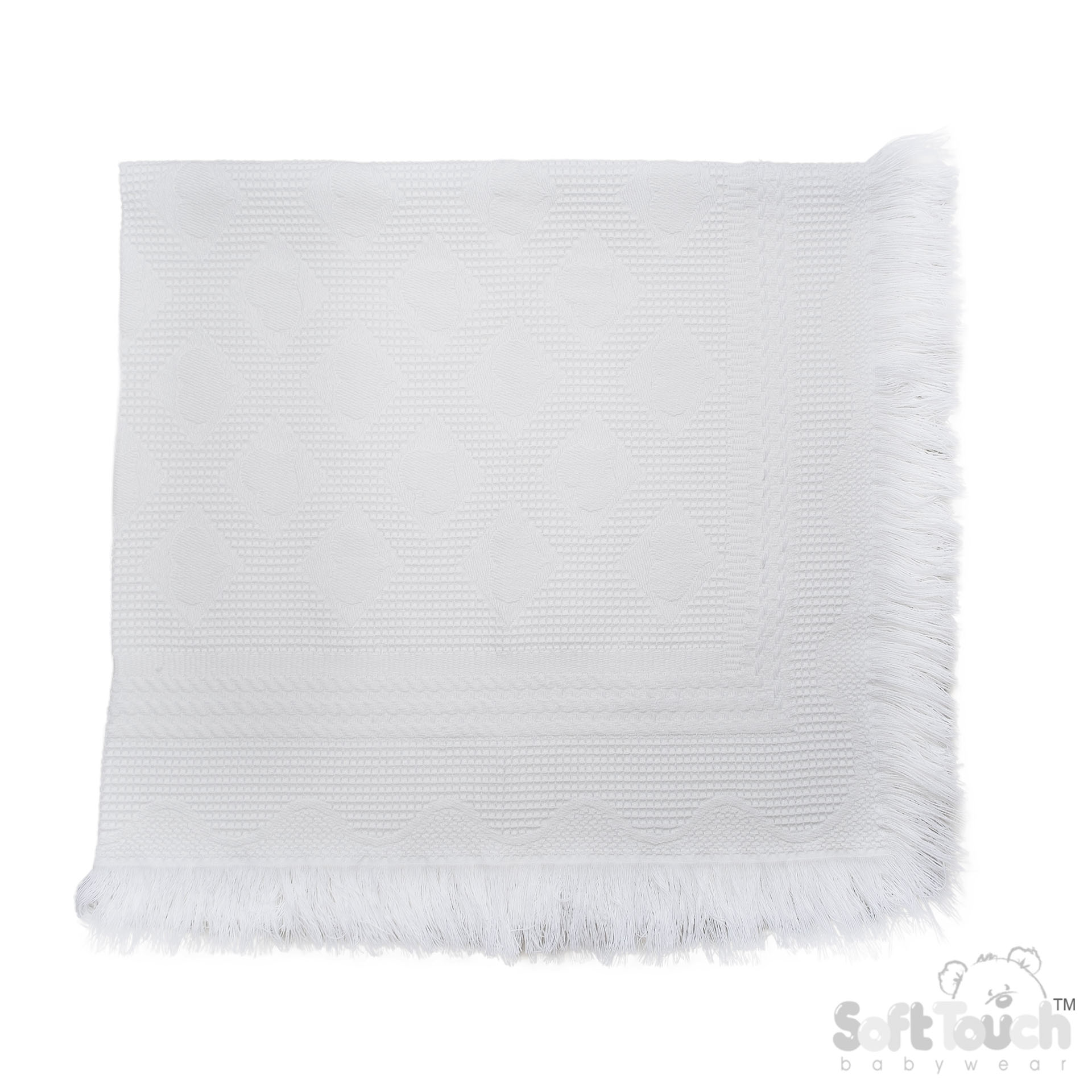 White Acrylic Baby Shawl w/Heart Design No SH08-W