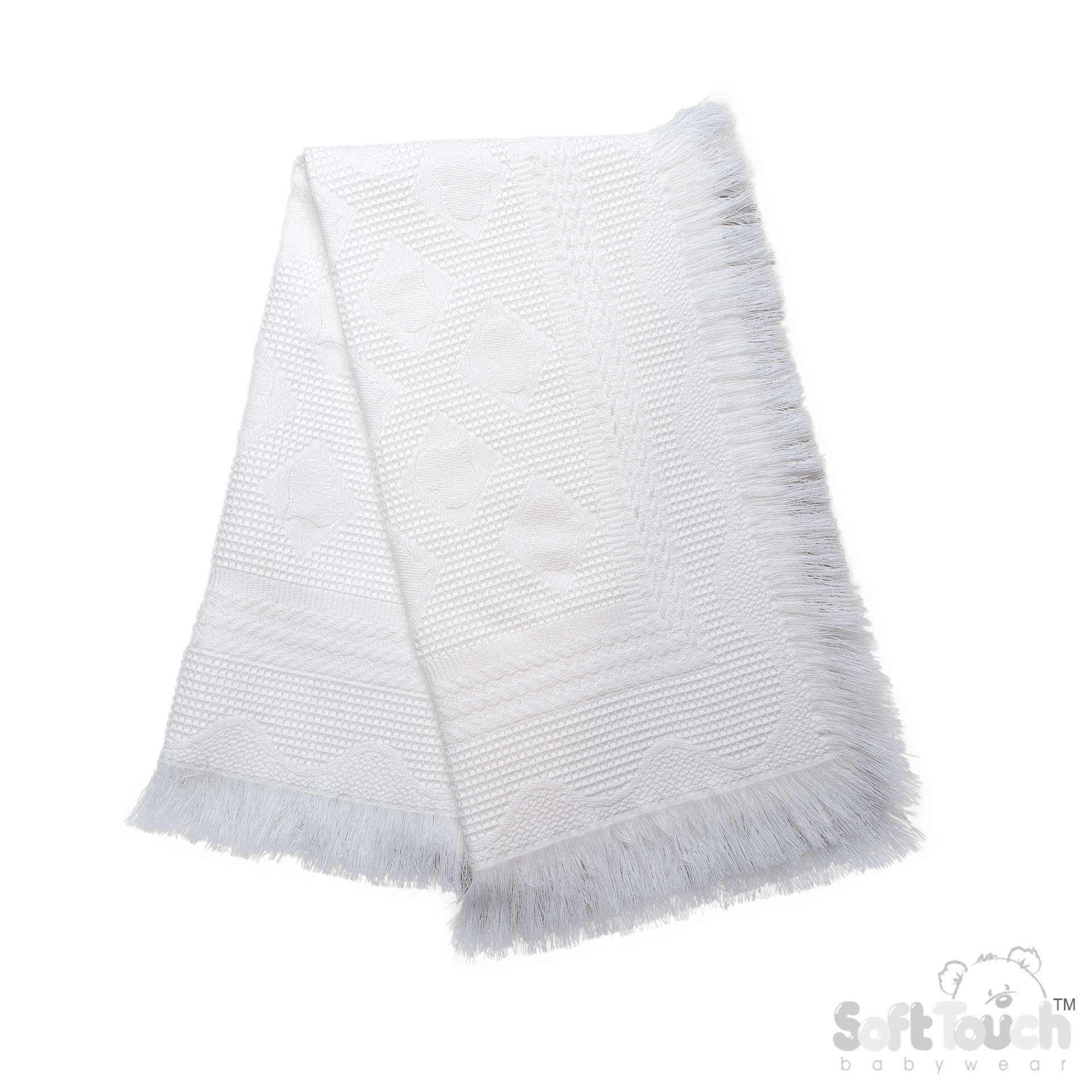 White Acrylic Baby Shawl w/Heart Design No SH08-W