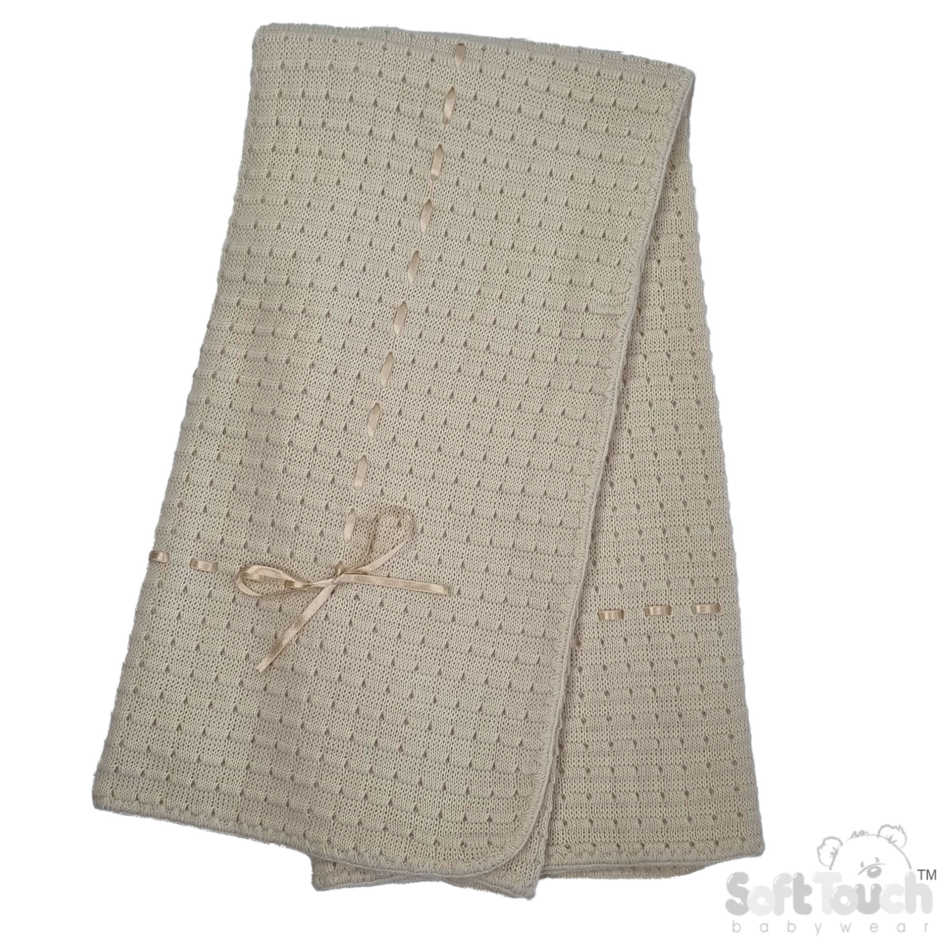 Coffee Waffle Shawl w/Matching Ribbon  No.SH12-COF