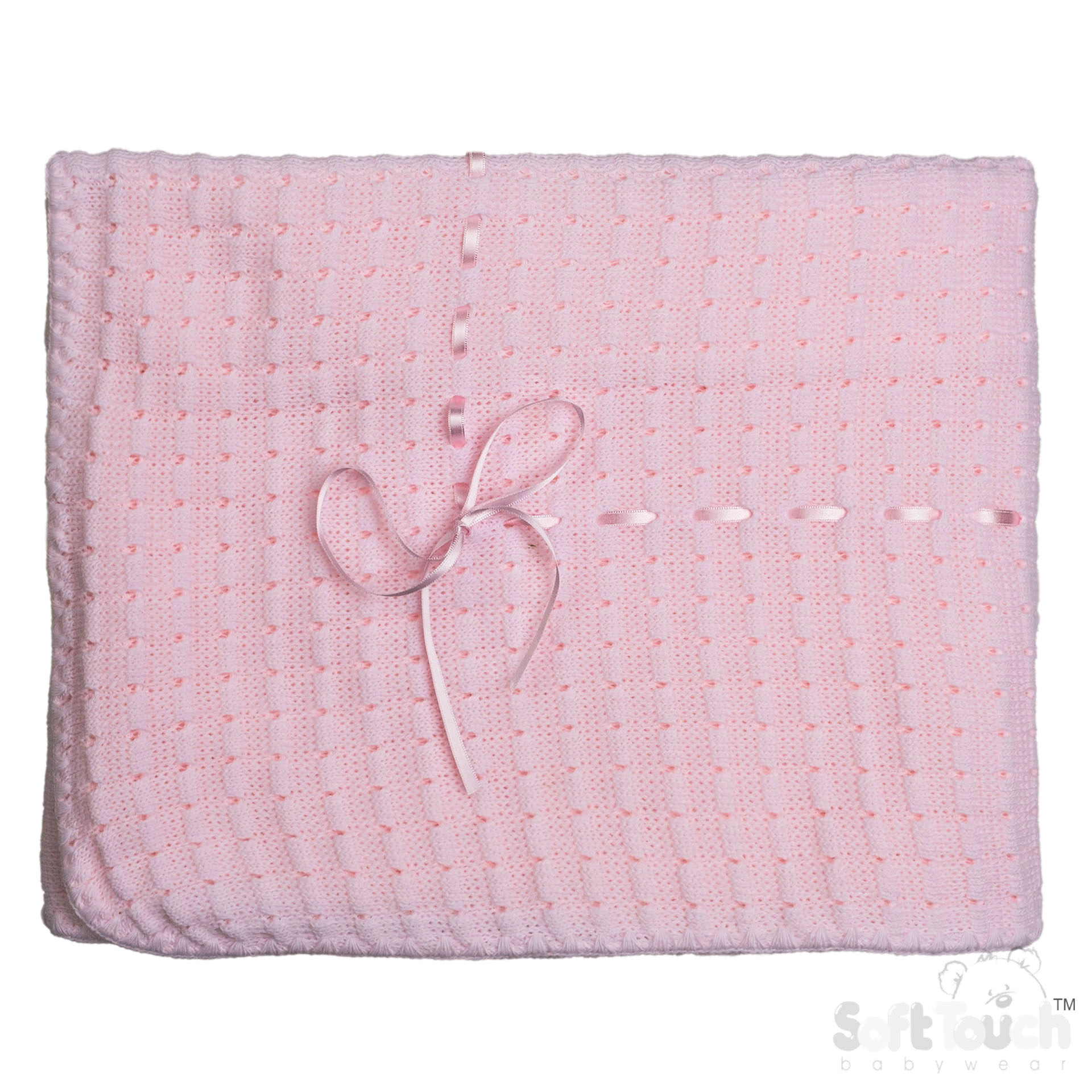Pink Waffle Shawl w/Matching Ribbon  No.SH12-P