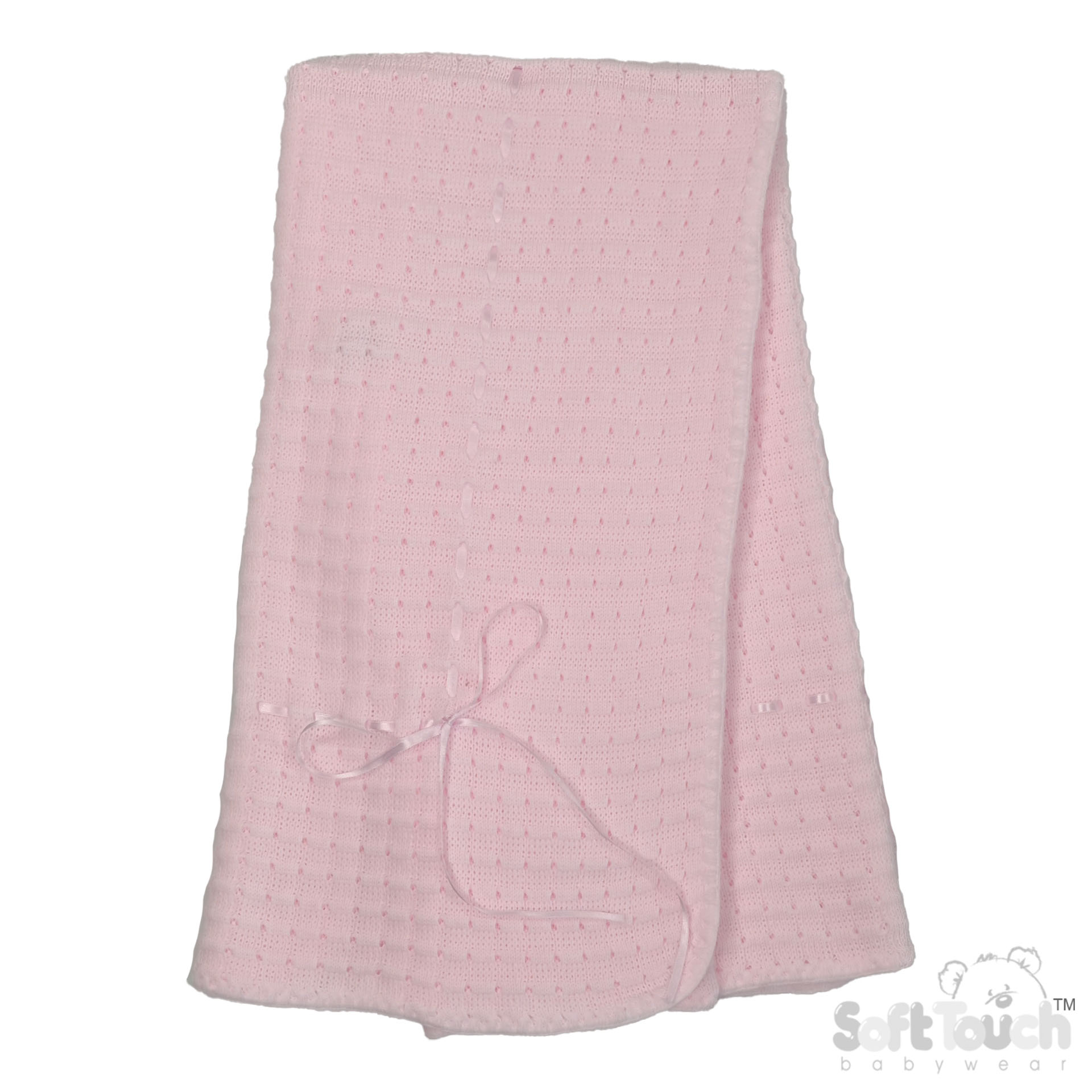 Pink Waffle Shawl w/Matching Ribbon  No.SH12-P