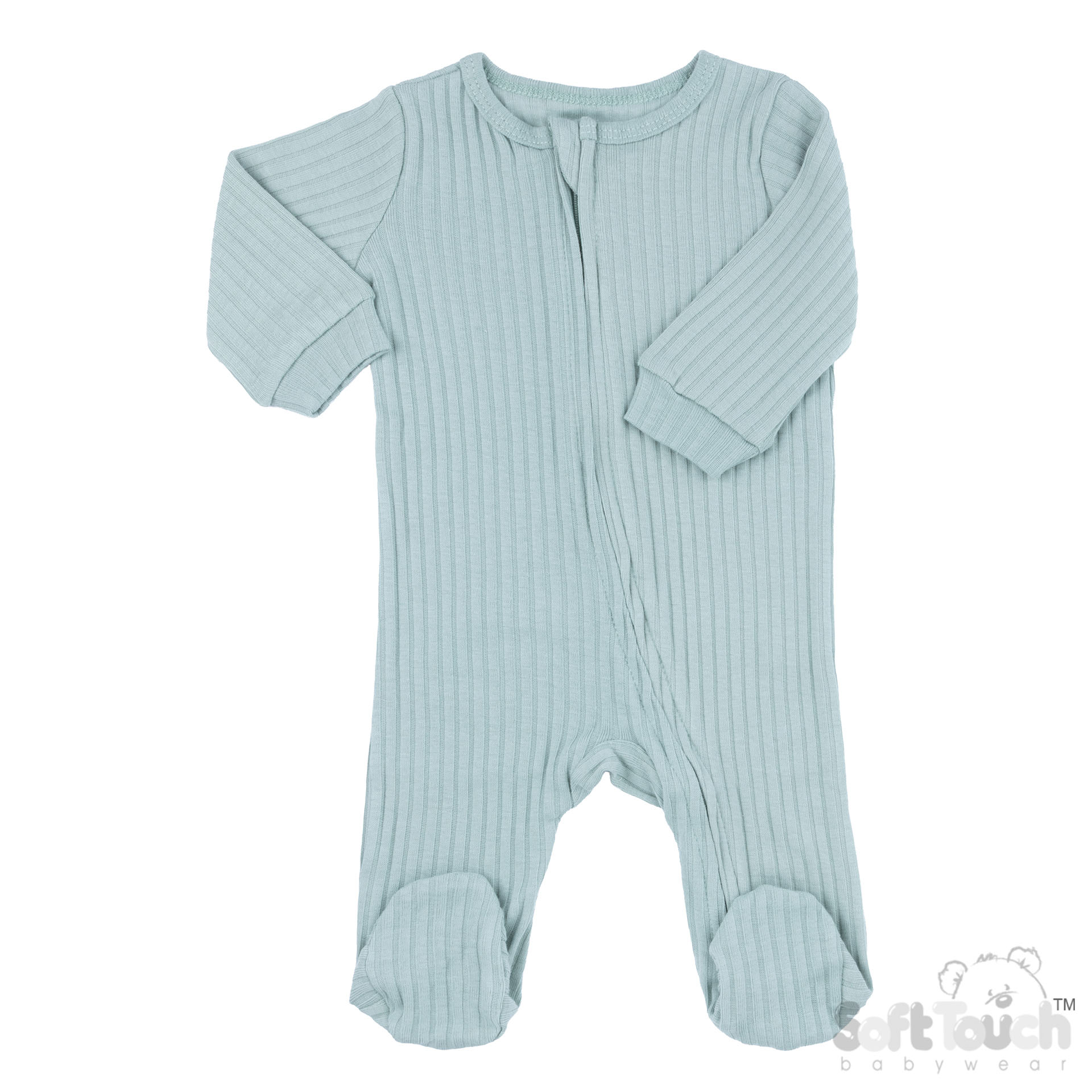 Sage Green Ribbed Sleepsuit No. SS4600-SG-0-3m