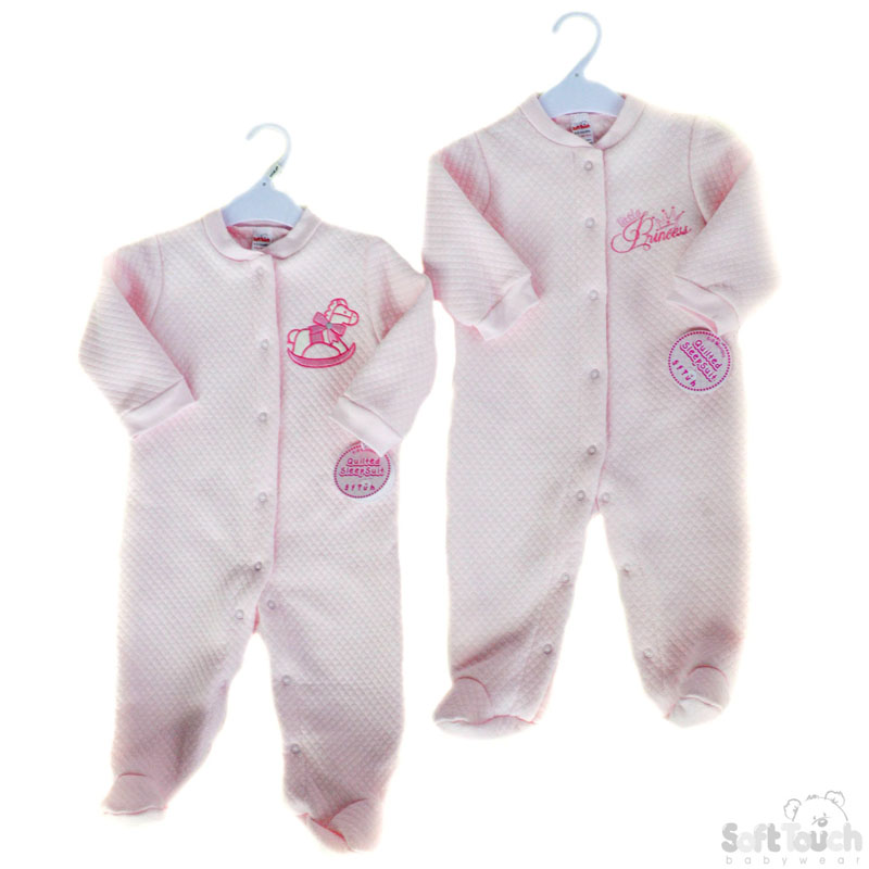 Pink Quilted Sleepsuit w/Embroidery: SS4665-P