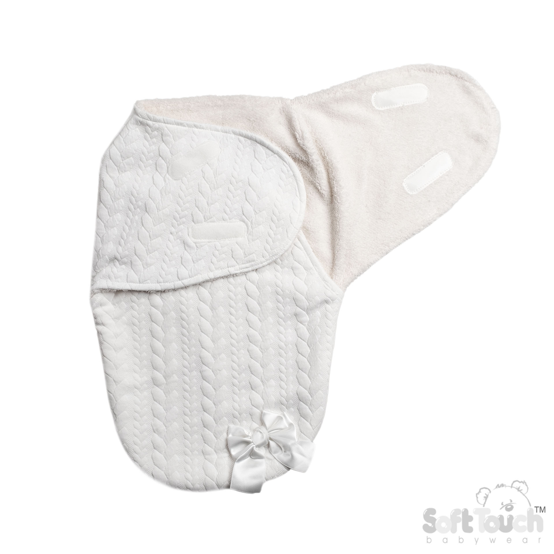 White Cable Swaddle Wrap : SW120-W
