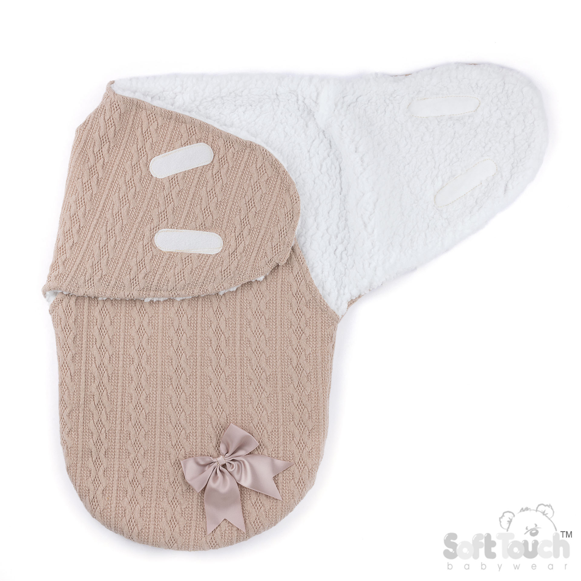 Coffee Cable Swaddle Wrap w/Bow: SW188-COF