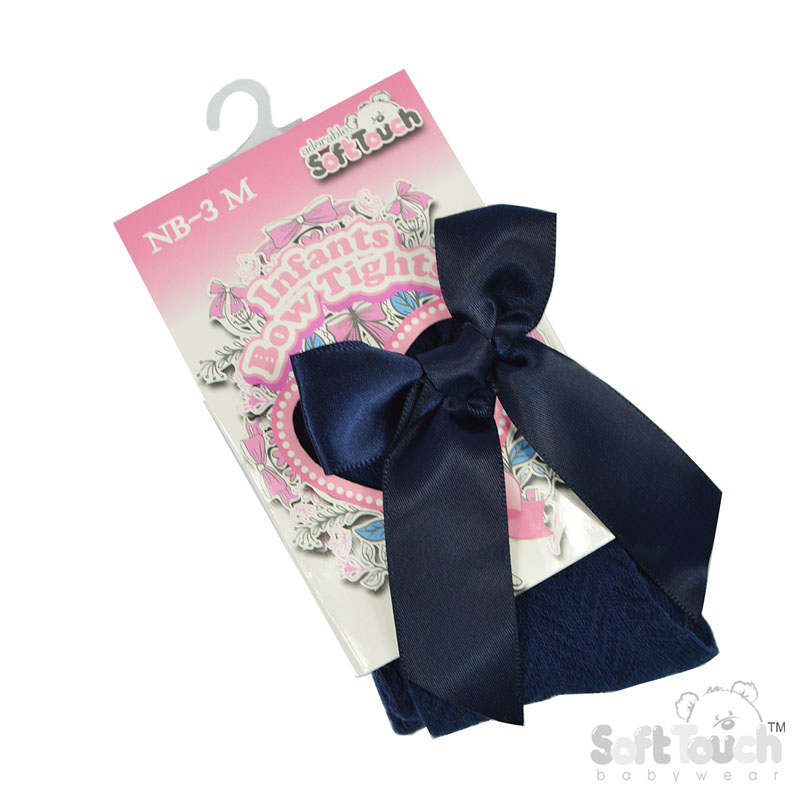 Navy 'Adorable' Chevron Tights W/Long Bow No. T120-N