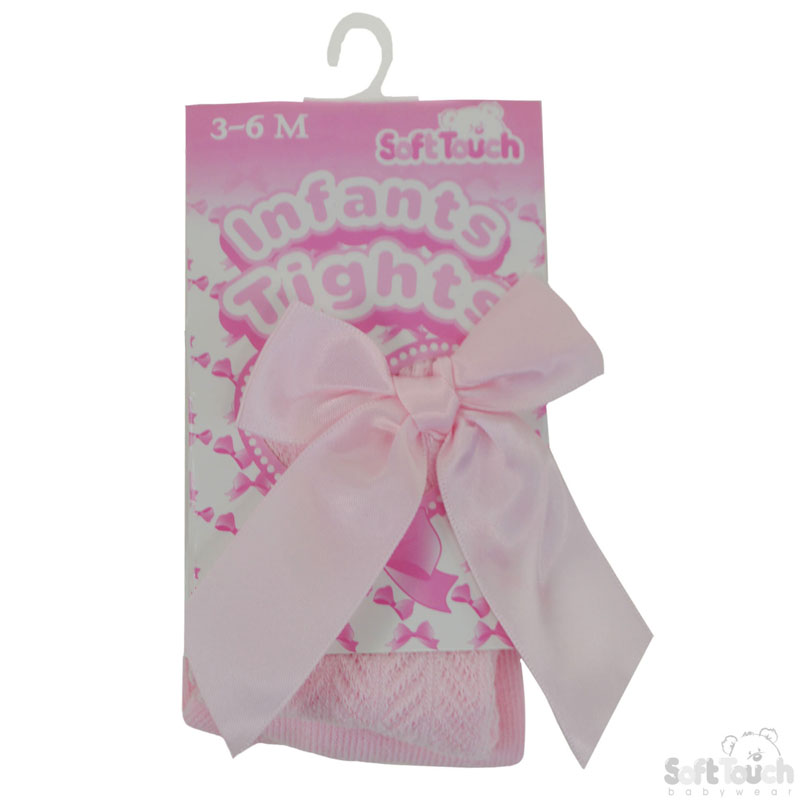 Pink Cheveron Tights W/Long  Bow No. T120-P-3-6