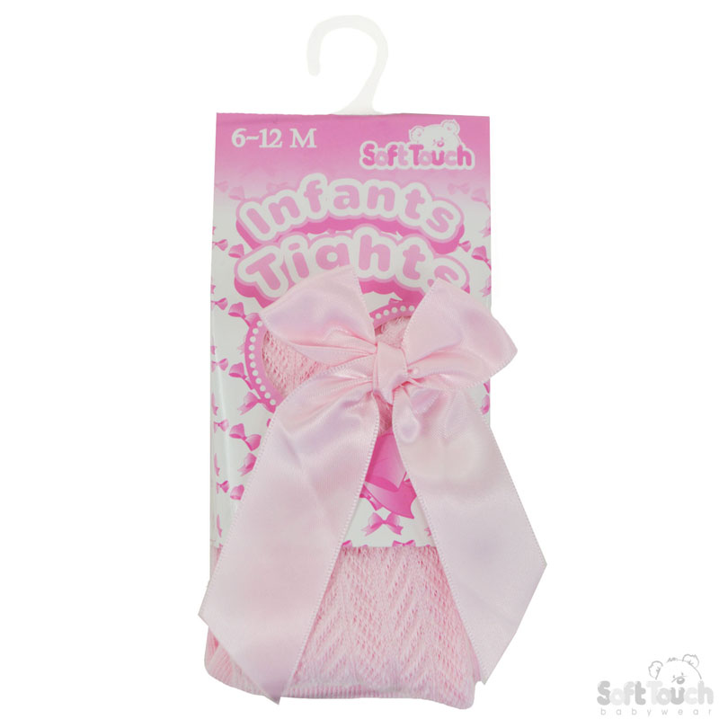 Pink Cheveron Tights W/Long Bow No. T120-P-6-12