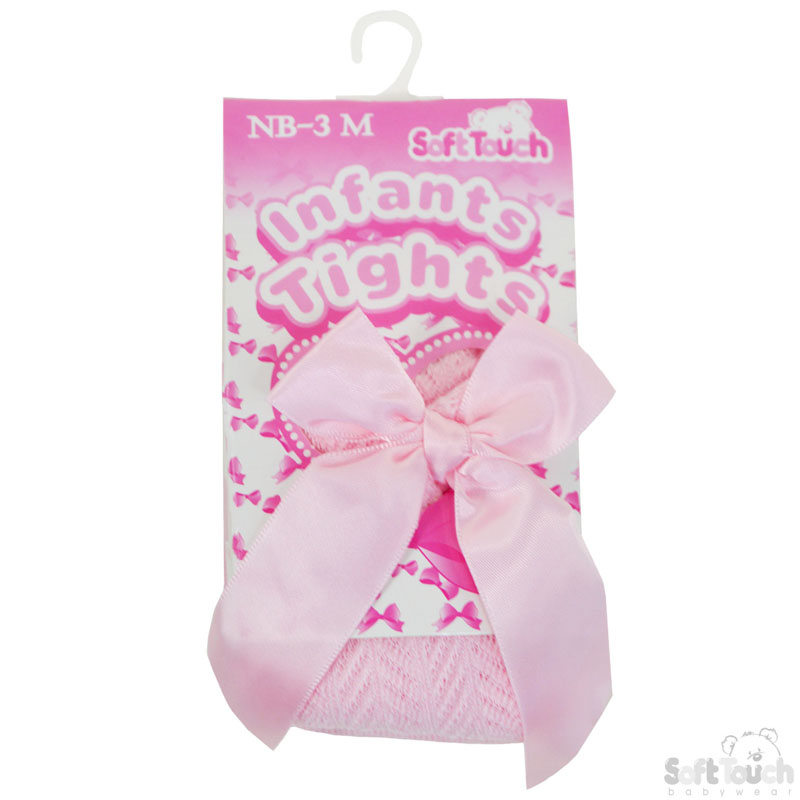Pink Cheveron Tights W/Long Bow No. T120-P-NB-3