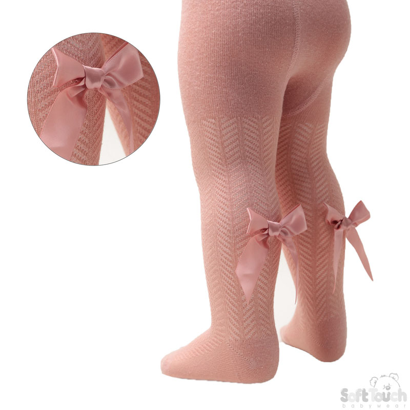 Rose Gold Chevron Tights W/Long Bow No. T120-RO