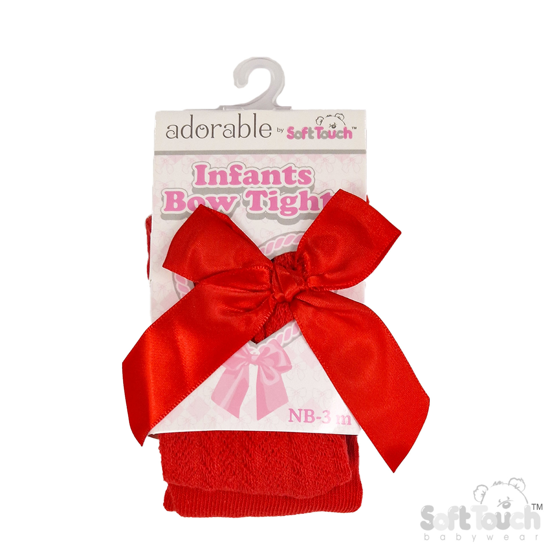 Red 'Adorable' Jaquard Tights W/Long Bow No. T120-R