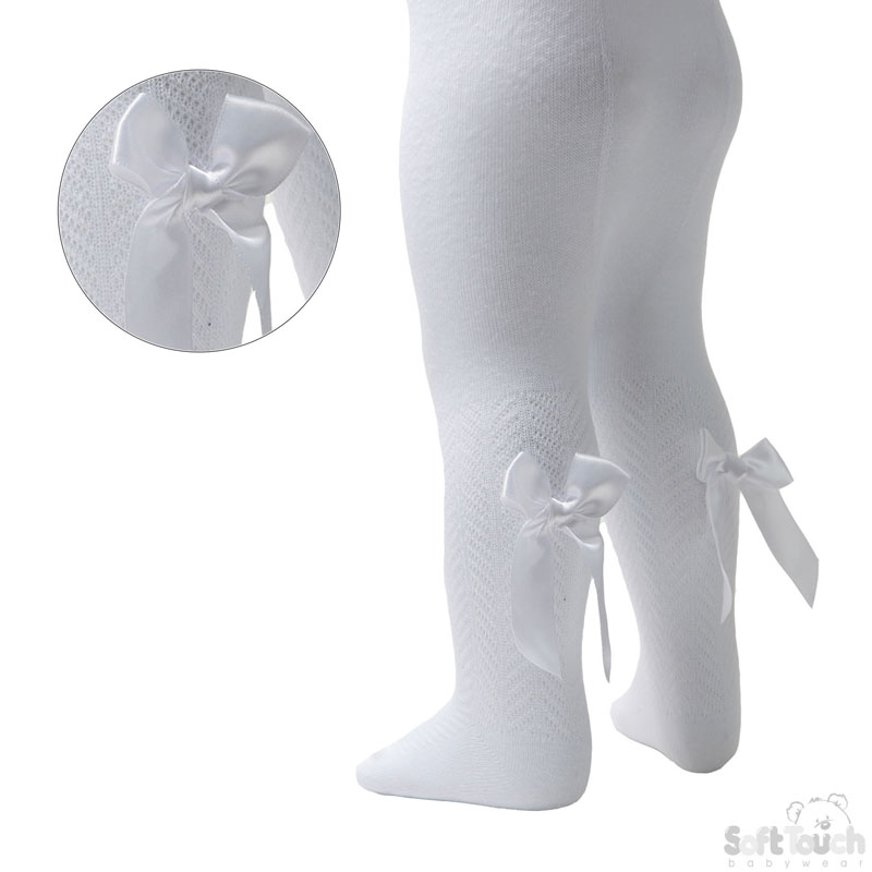 White Cheveron Tights W/Long Bow No. T120-W-6-12
