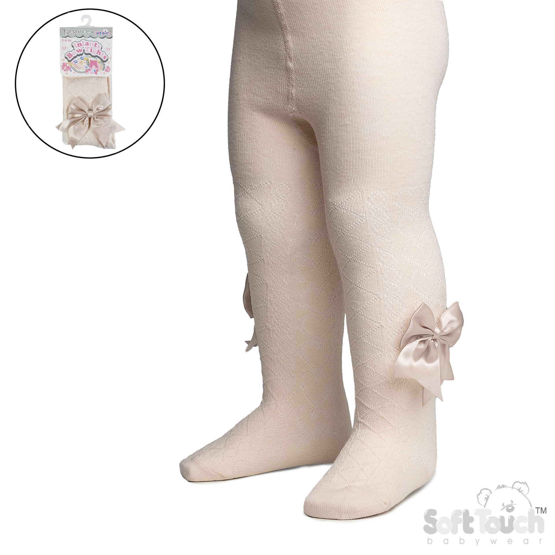 Champagne 'Elegance' Heart Tights w/Large Bow : T122-CHA