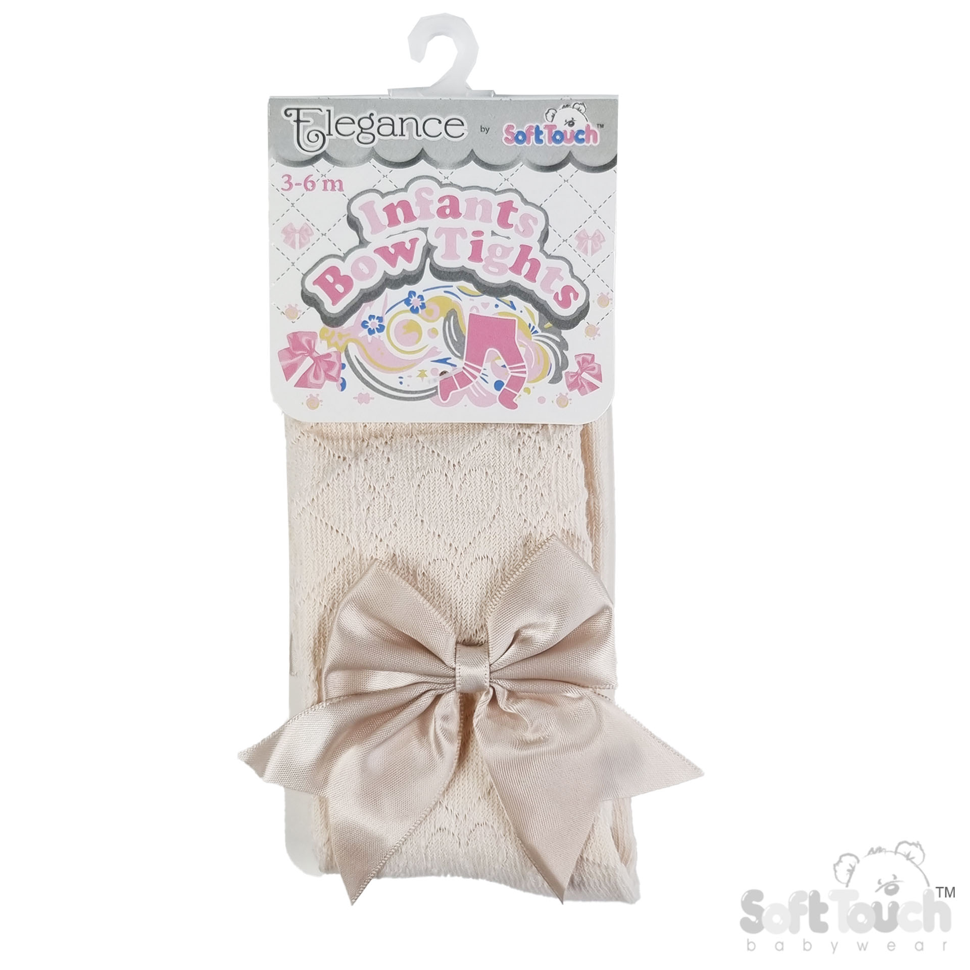 Champagne 'Elegance' Heart Tights w/Large Bow : T122-CHA