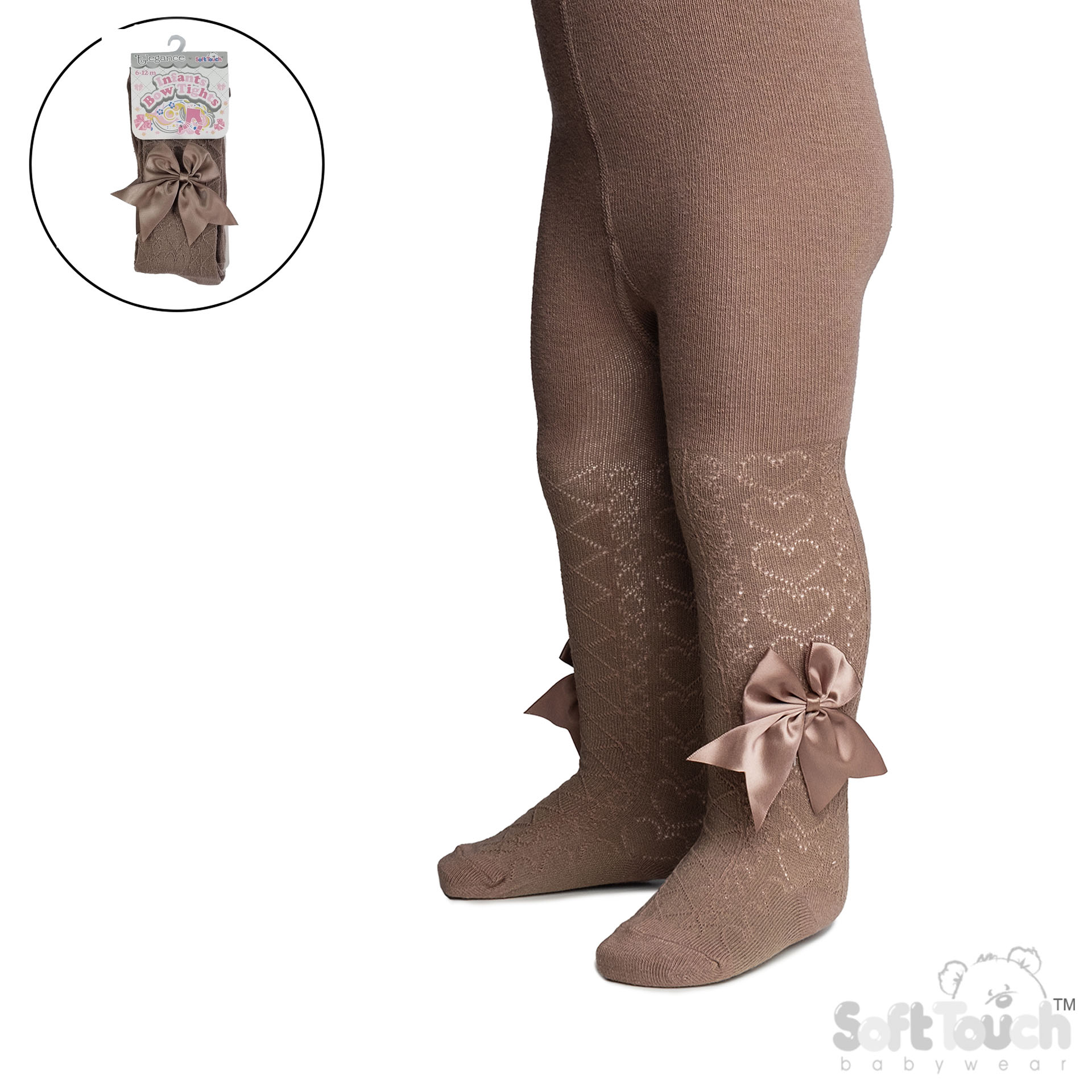 Coffee 'Elegance' Heart Tights w/Large Bow : T122-COF