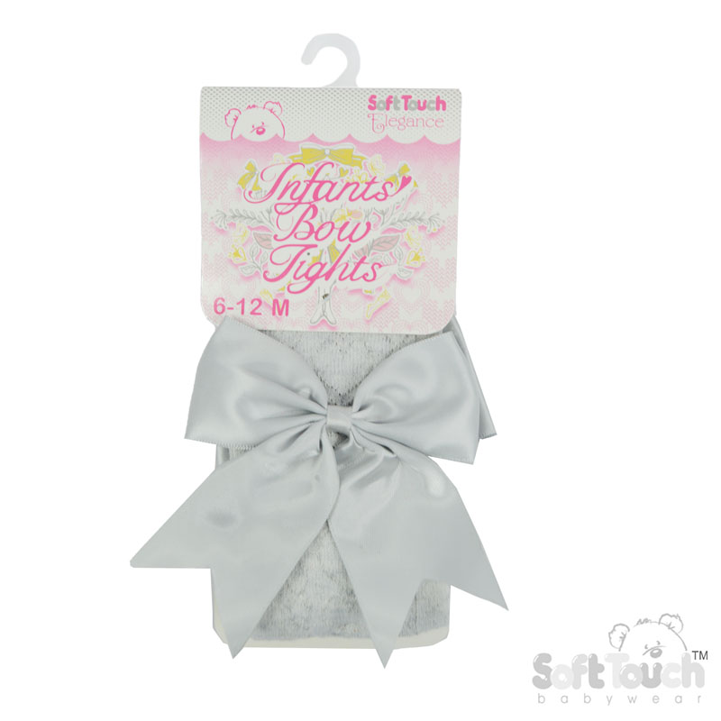Grey Heart Tights W/Large Bow No. T122-G