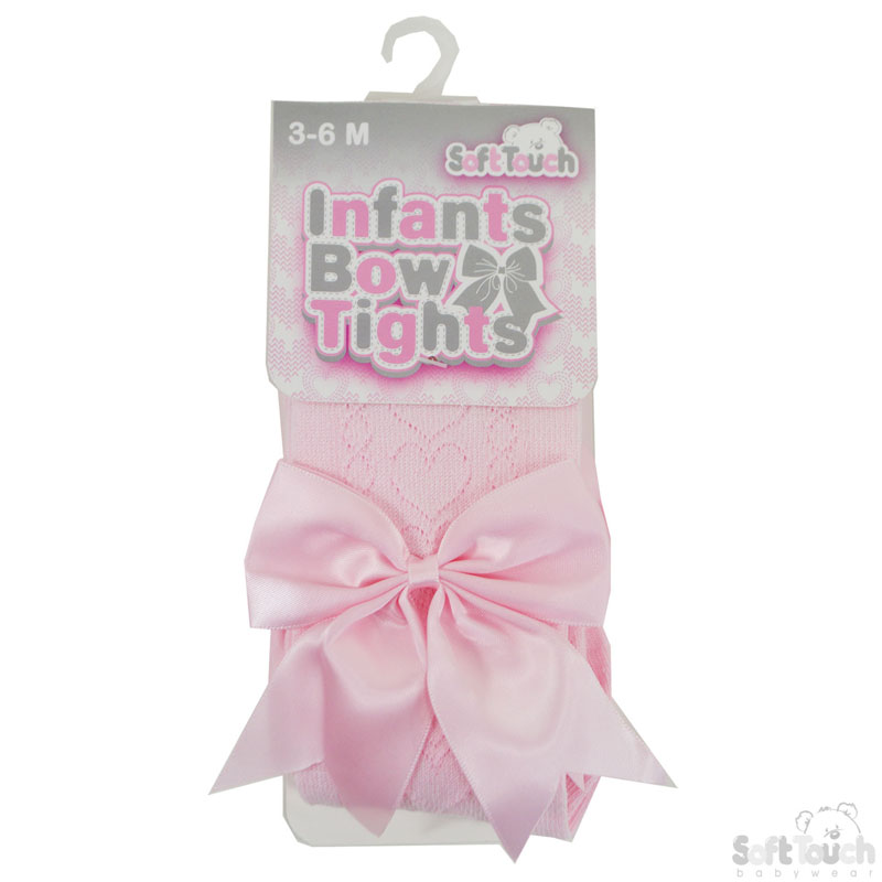Pink Heart Tights W/Large Bow No. T122-P-3-6