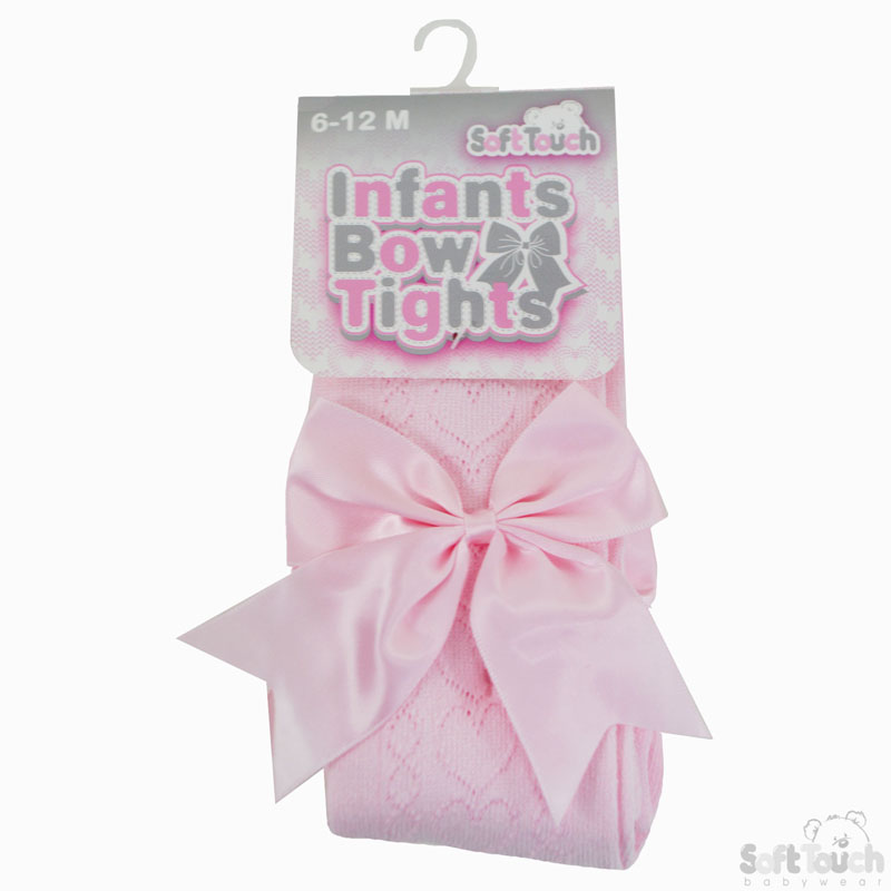 Pink Heart Tights W/Large Bow No. T122-P-6-12