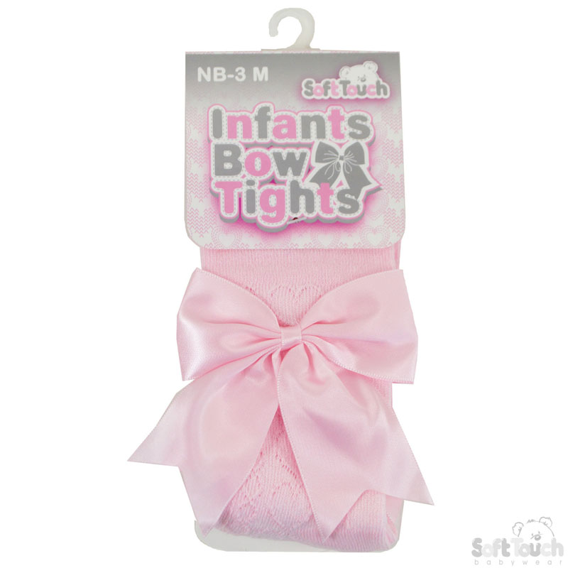 Pink Heart Tights W/Large Bow No. T122-P-NB-3