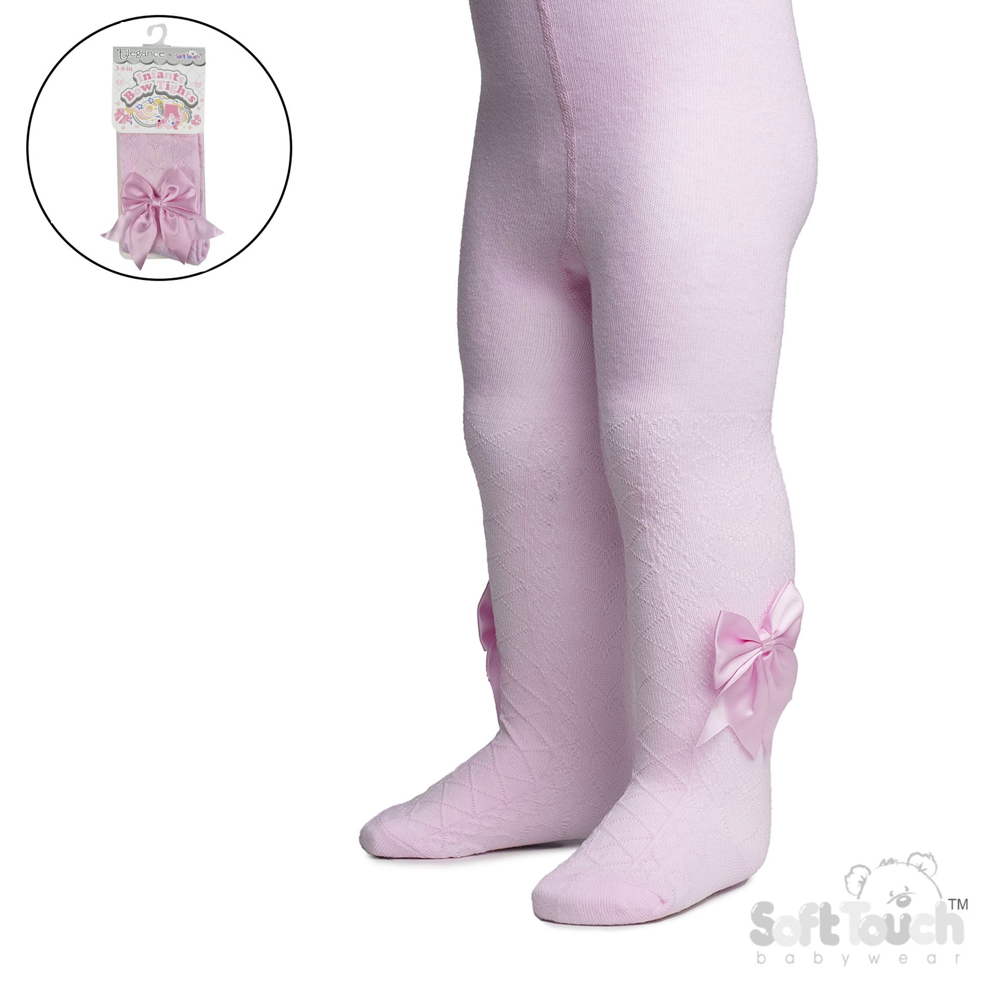 Pink Heart Tights W/Large Bow No. T122-P