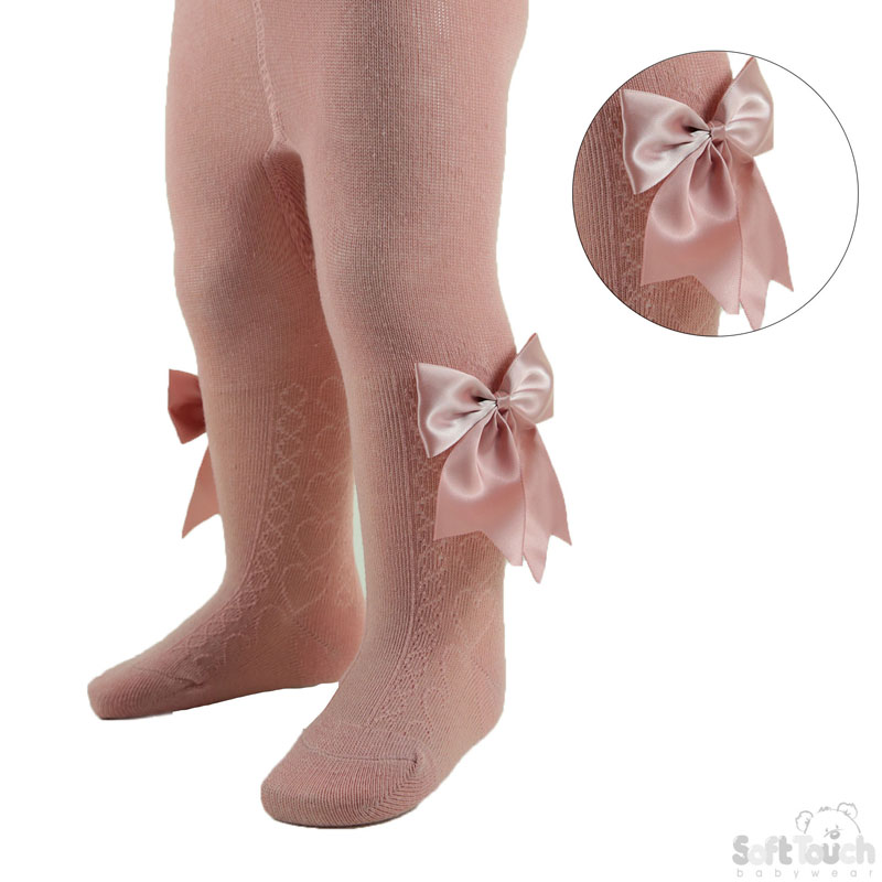 Rose Gold Heart Tights W/Large Bow No. T122-RO