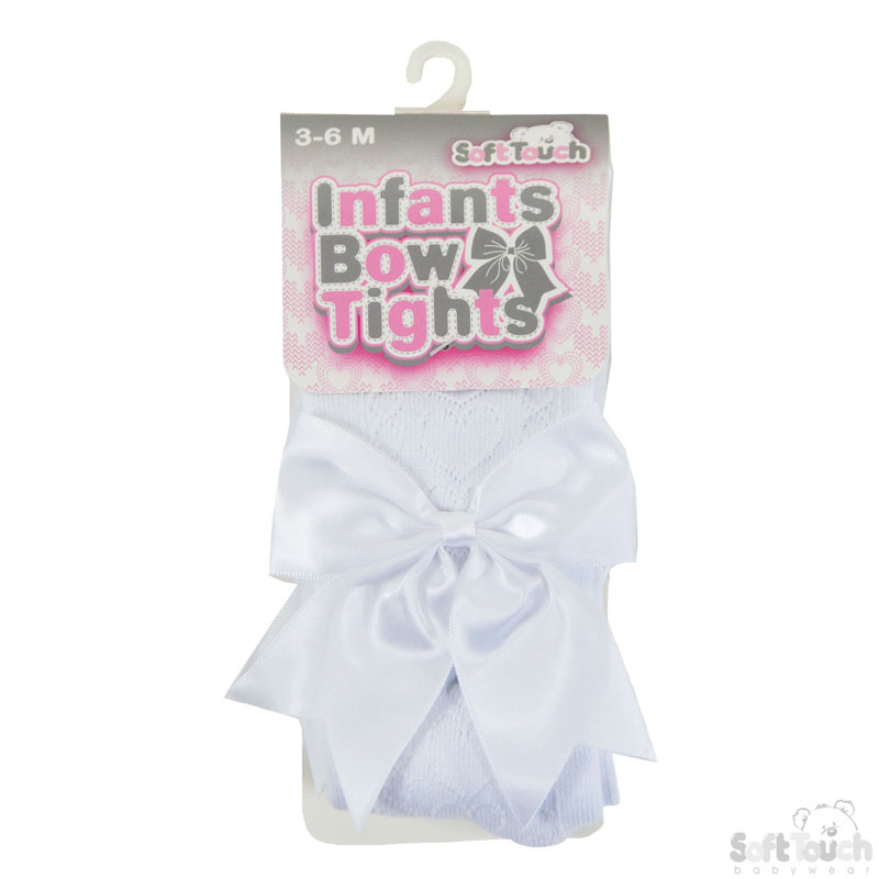 White Heart Tights W/Large Bow No. T122-W-3-6