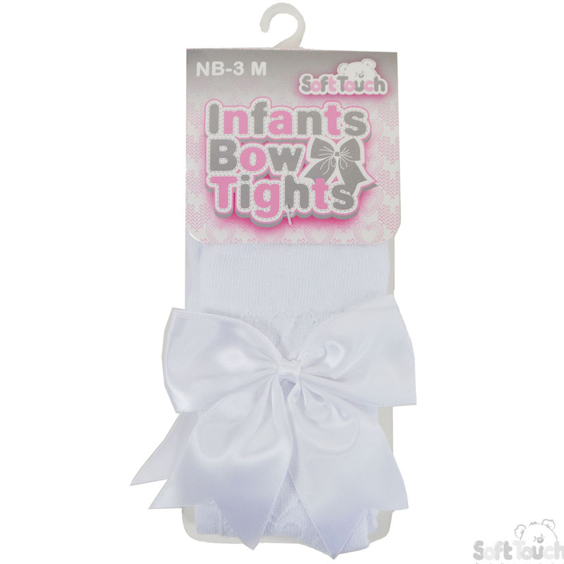 White Heart Tights W/Large Bow No. T122-W-NB-3