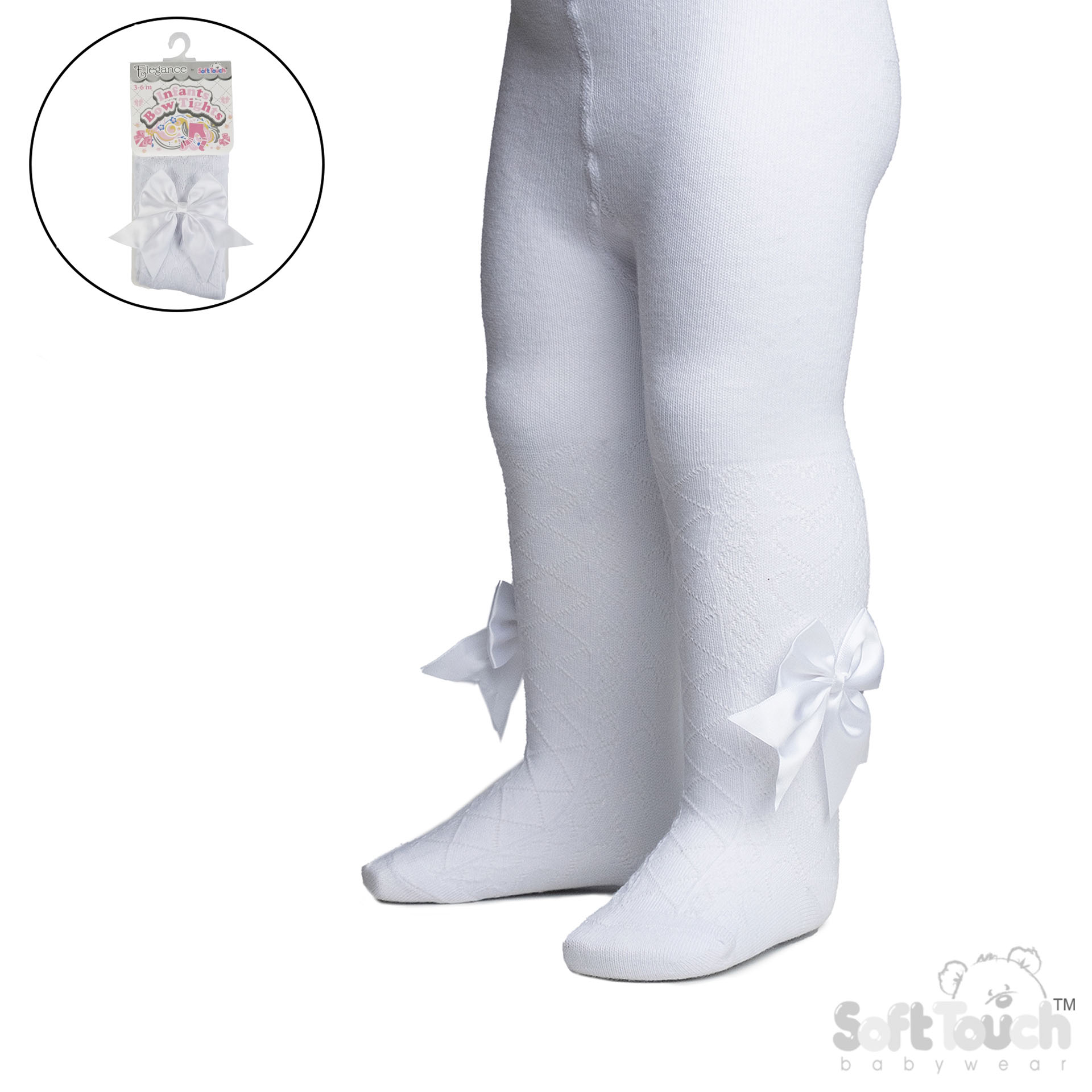 White Heart Tights W/Large Bow No. T122-W