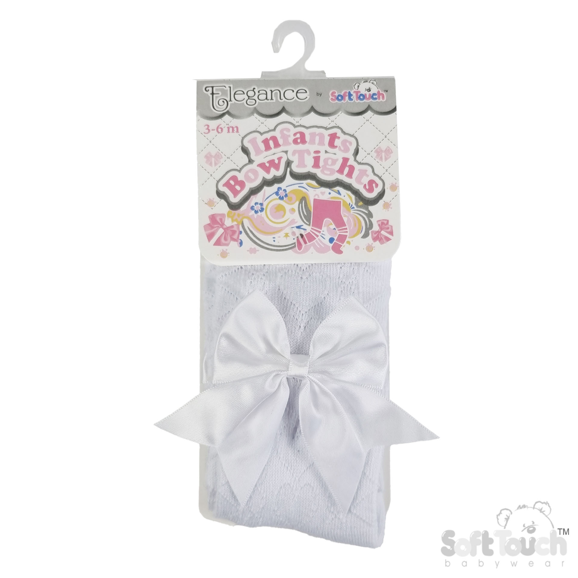 White Heart Tights W/Large Bow No. T122-W