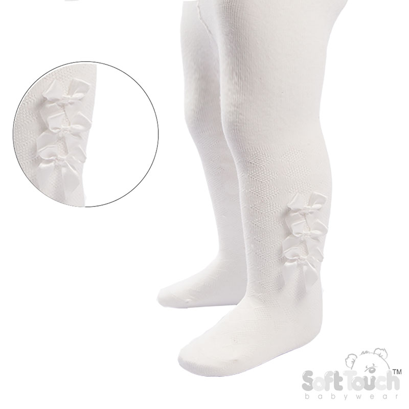 Cream Diamond Jaquard Tights w/3 Bows : T124-C