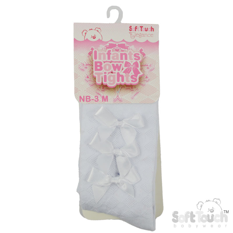 White Diamond Jaquard Tight W/3 Small Bow No.T124-W