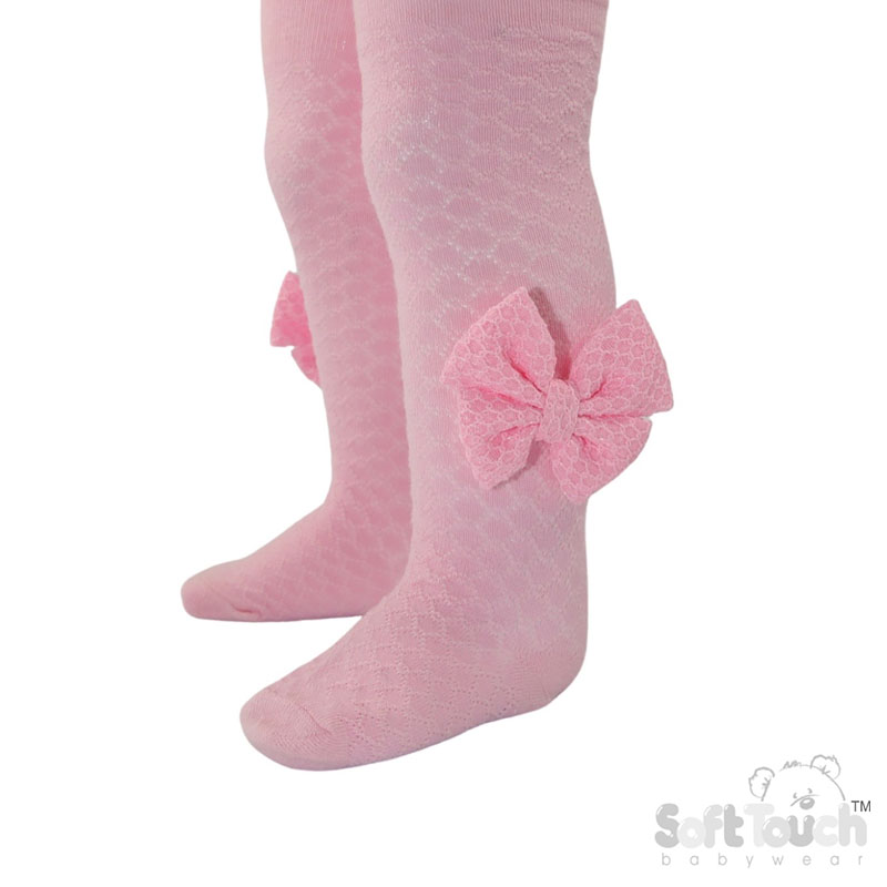 Pink Diamond Tights w/Checked Bow No. T128-P