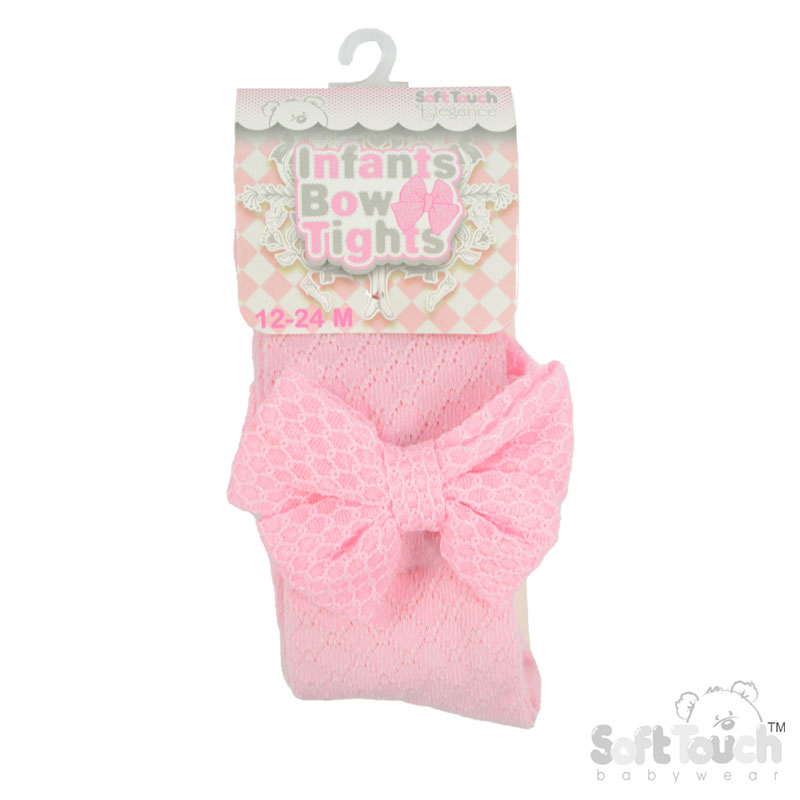 Pink Diamond Tights w/Checked Bow No. T128-P