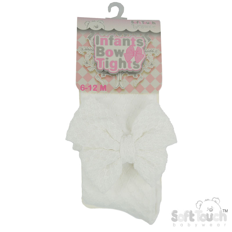 White Diamond Tights w/Checked Bow No. T128-W
