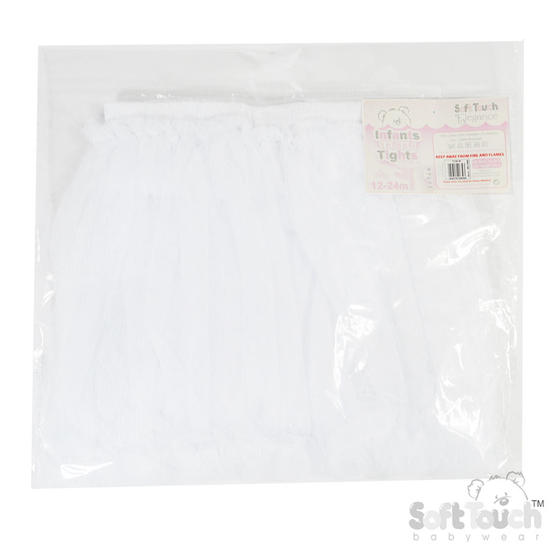 White Floral Tights w/Matching Organza Tutu Skirt No. T130-W