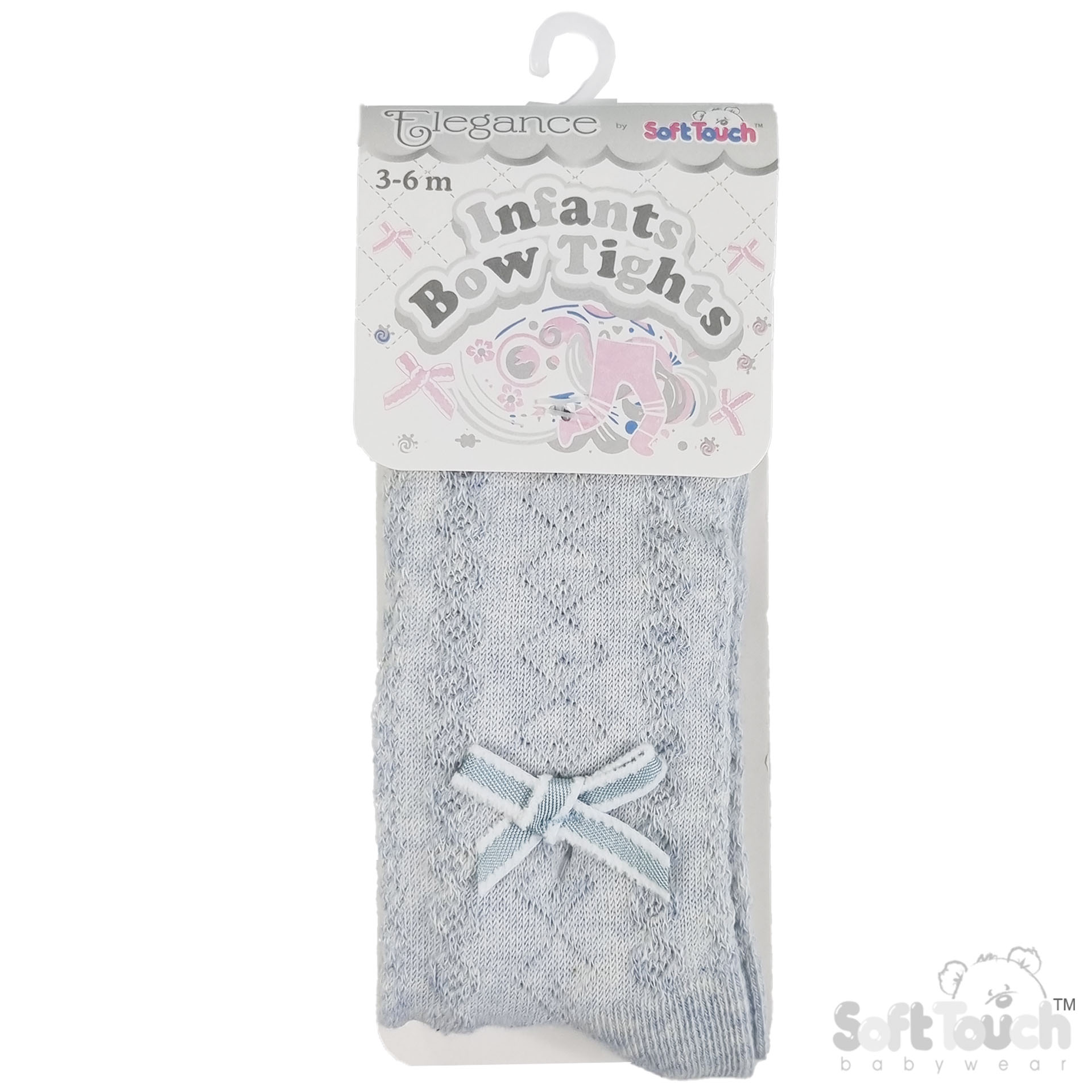 Denim Blue 'Elegance' Melange Tights w/ Bow : T132-DE