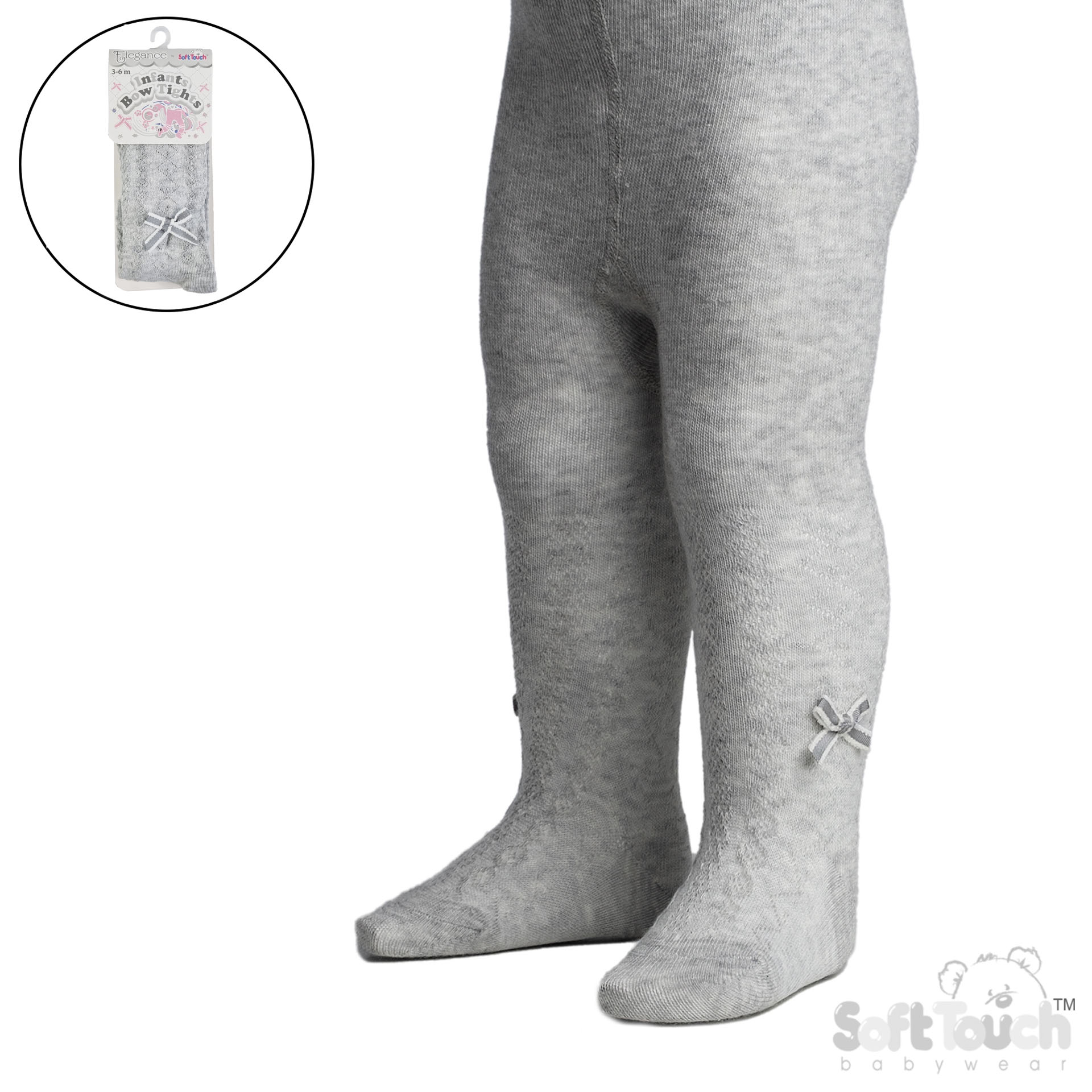Grey 'Elegance' Melange Tights w/ Bow : T132-G