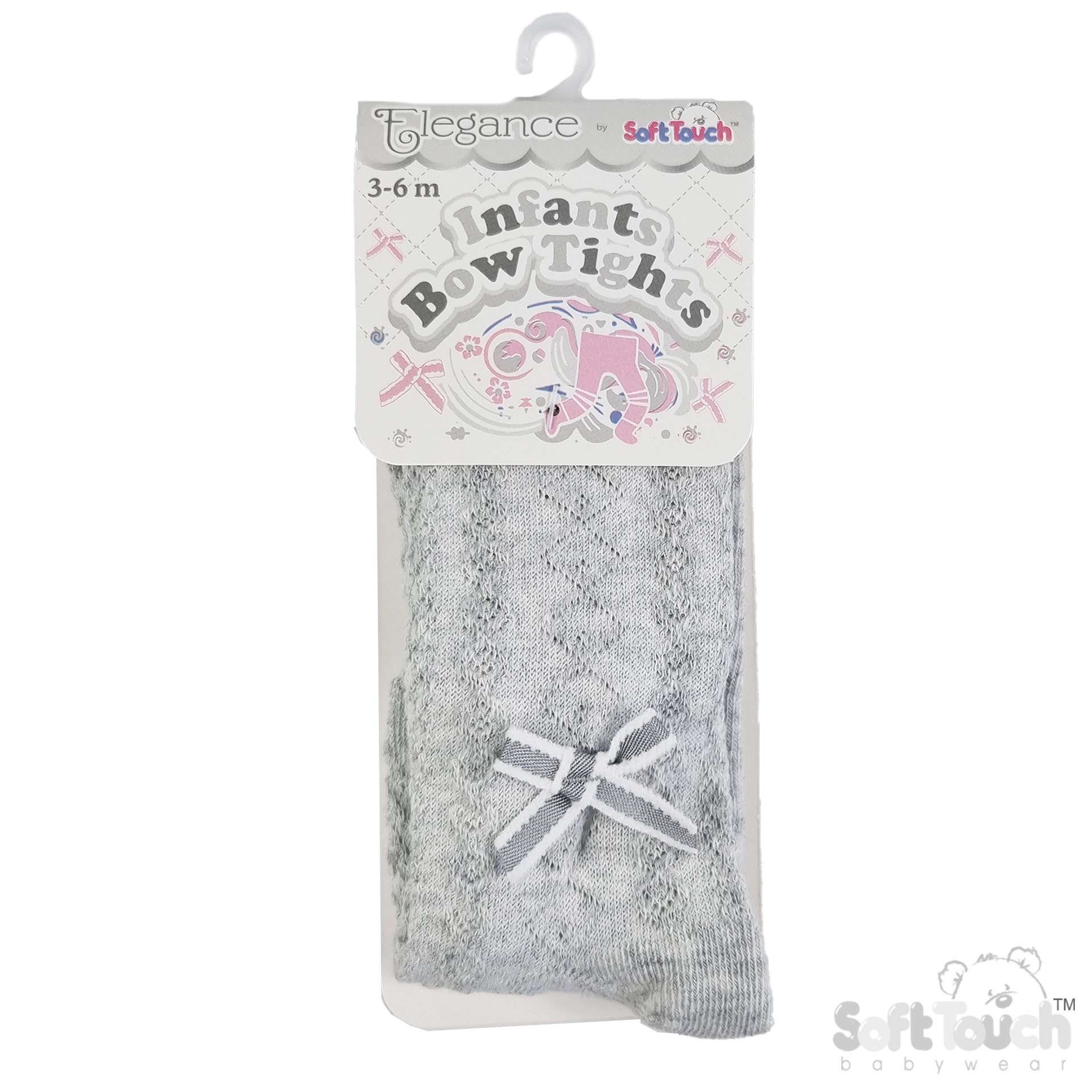 Grey 'Elegance' Melange Tights w/ Bow : T132-G