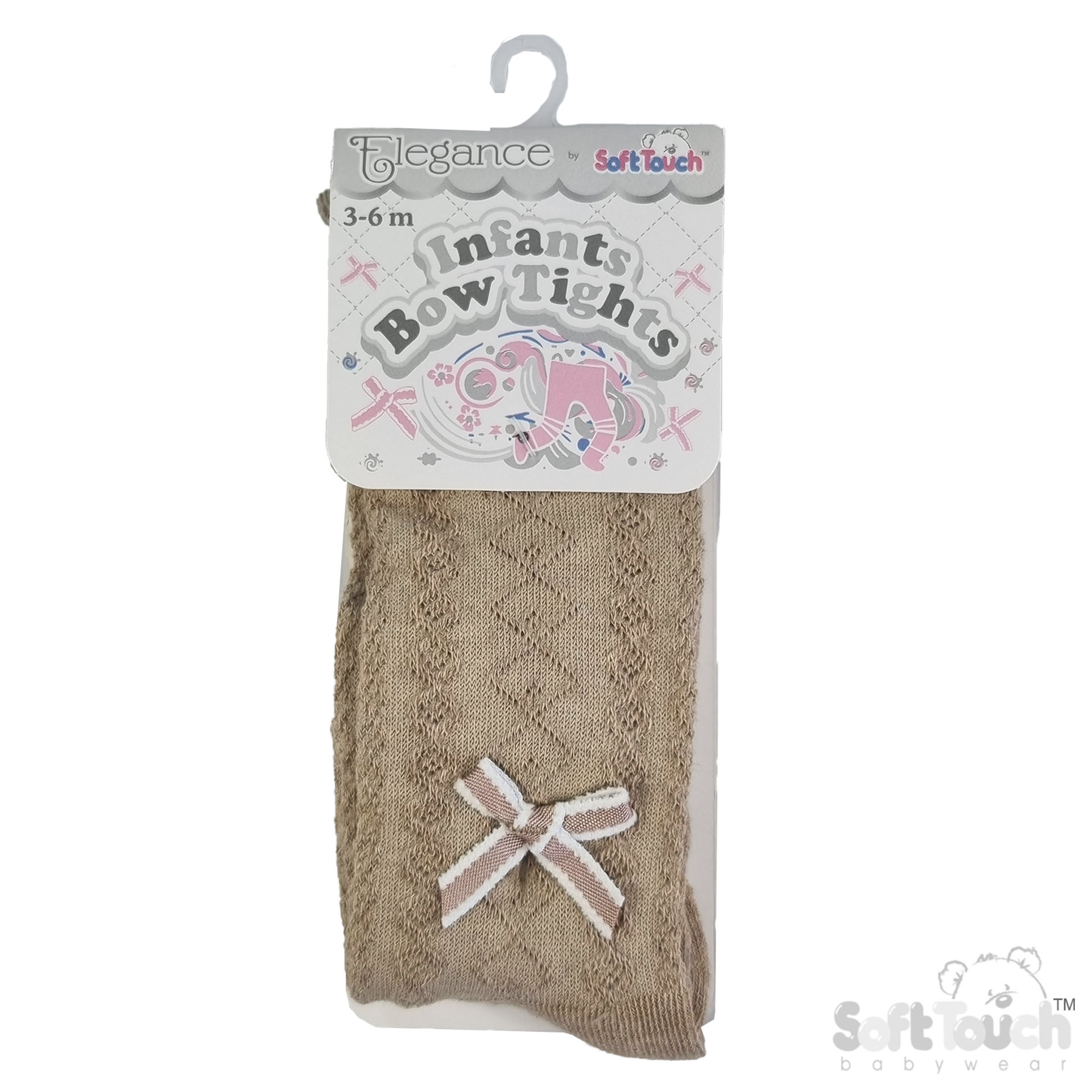 Oatmeal 'Elegance' Melange Tights w/ Bow : T132-OA