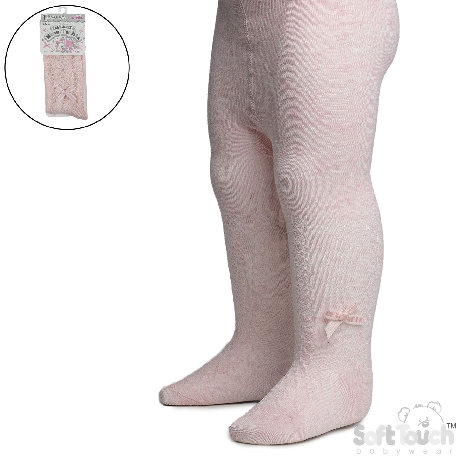 Pink 'Elegance' Melange Tights w/ Bow : T132-P