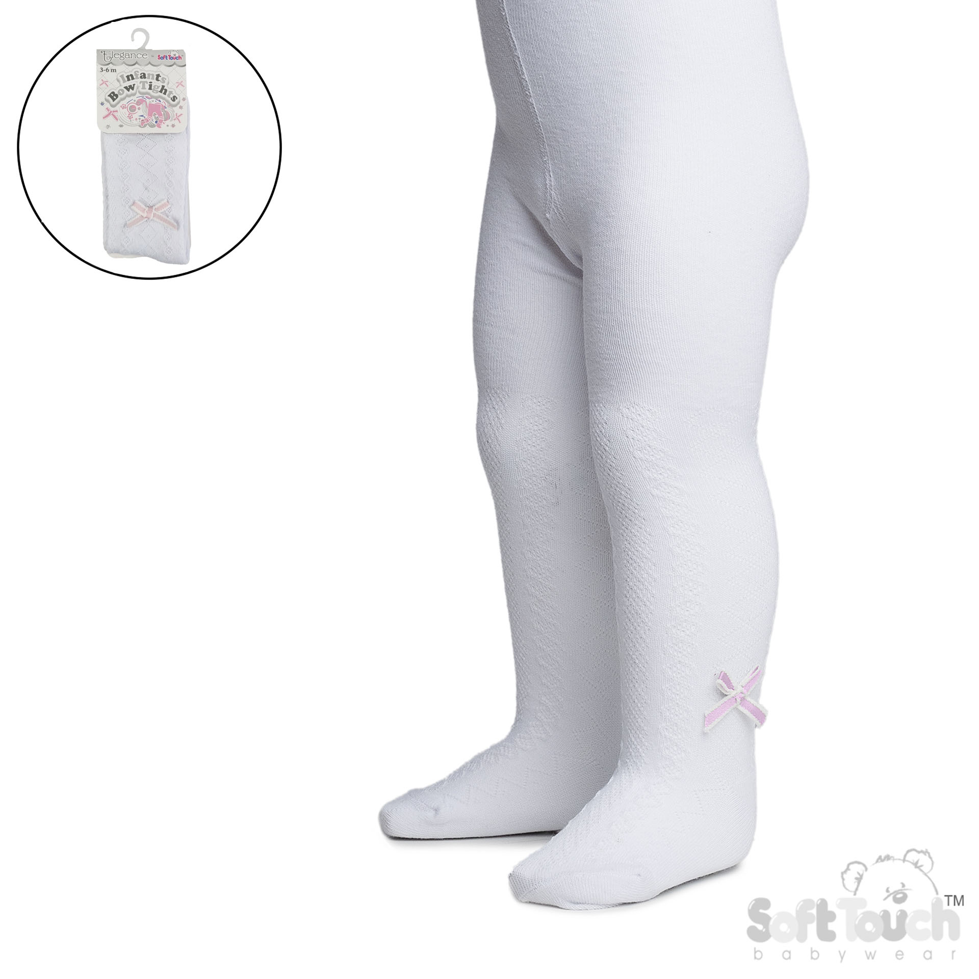 White 'Elegance' Melange Tights w/ Bow : T132-W
