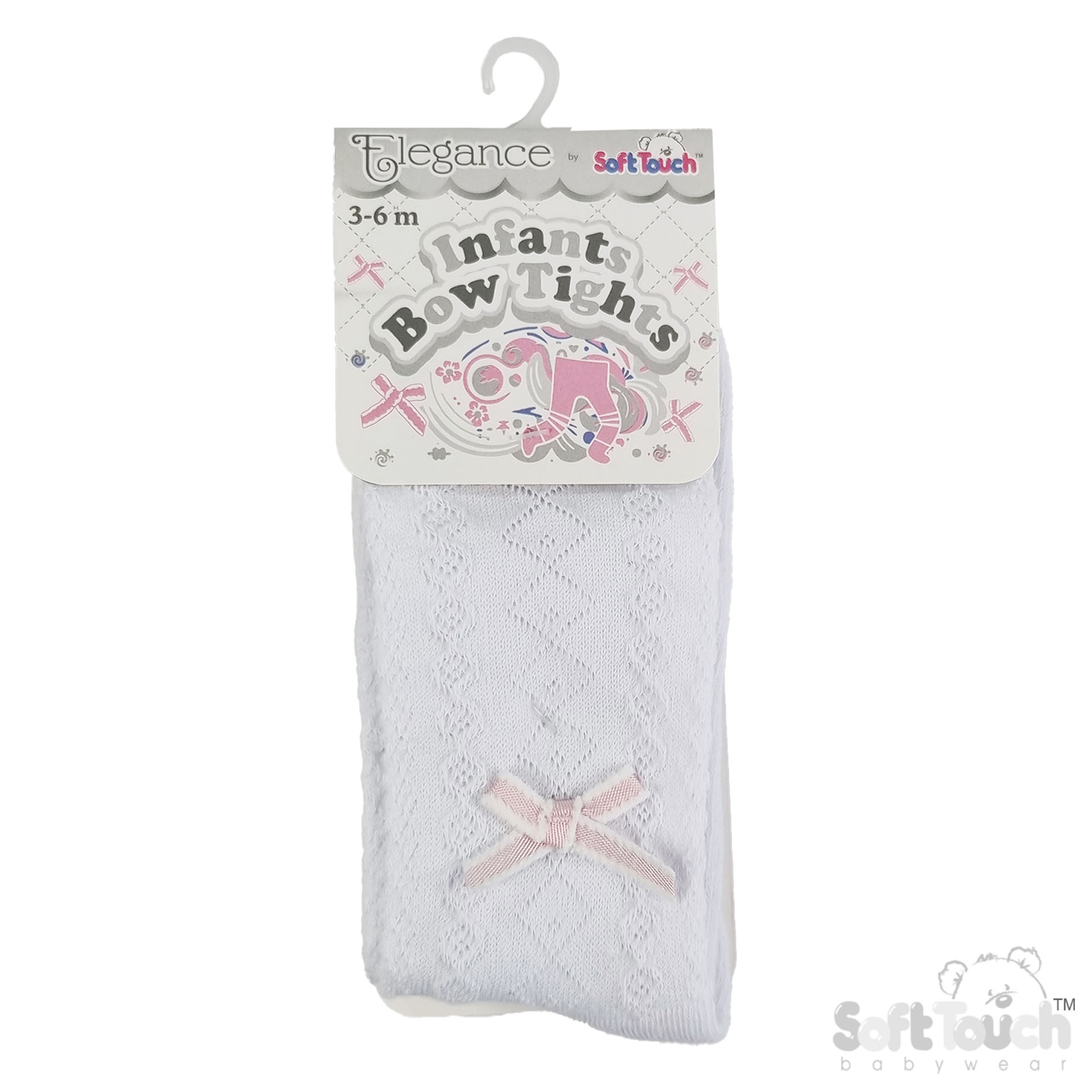 White 'Elegance' Melange Tights w/ Bow : T132-W