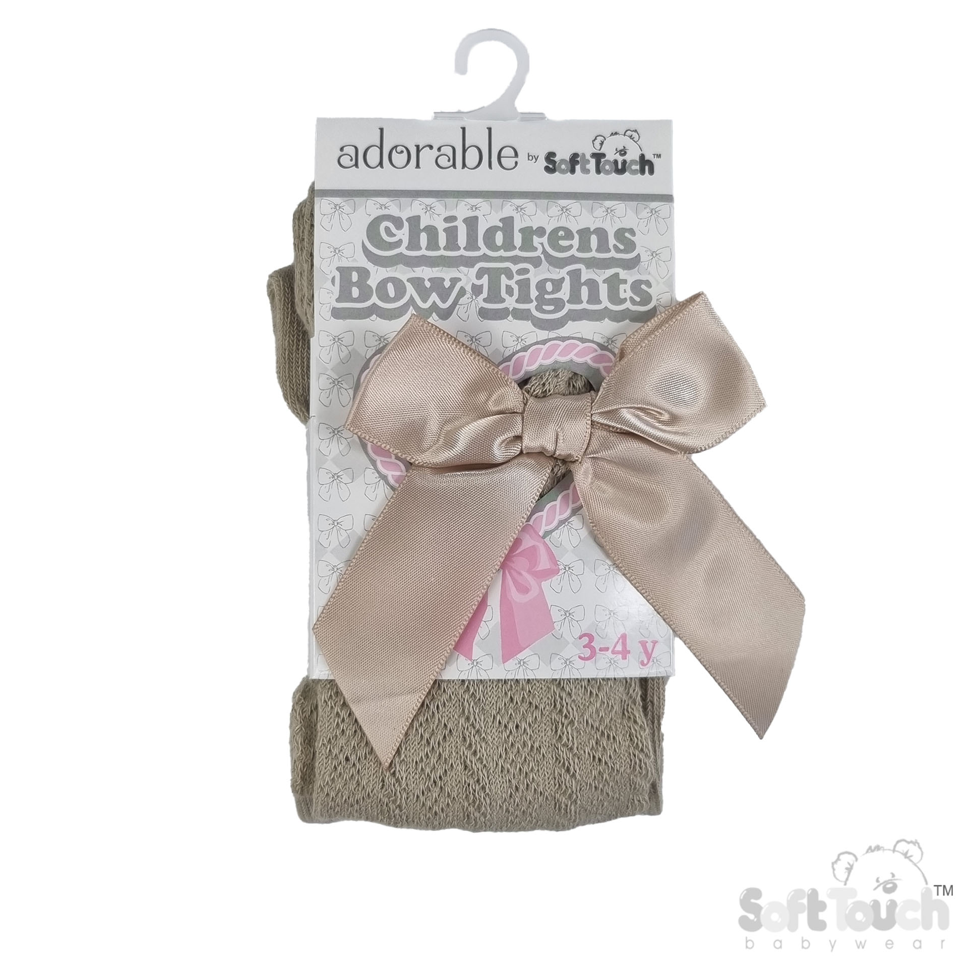 Biscuit Childs Jaquard Tights with Long Bow No. T170-BI